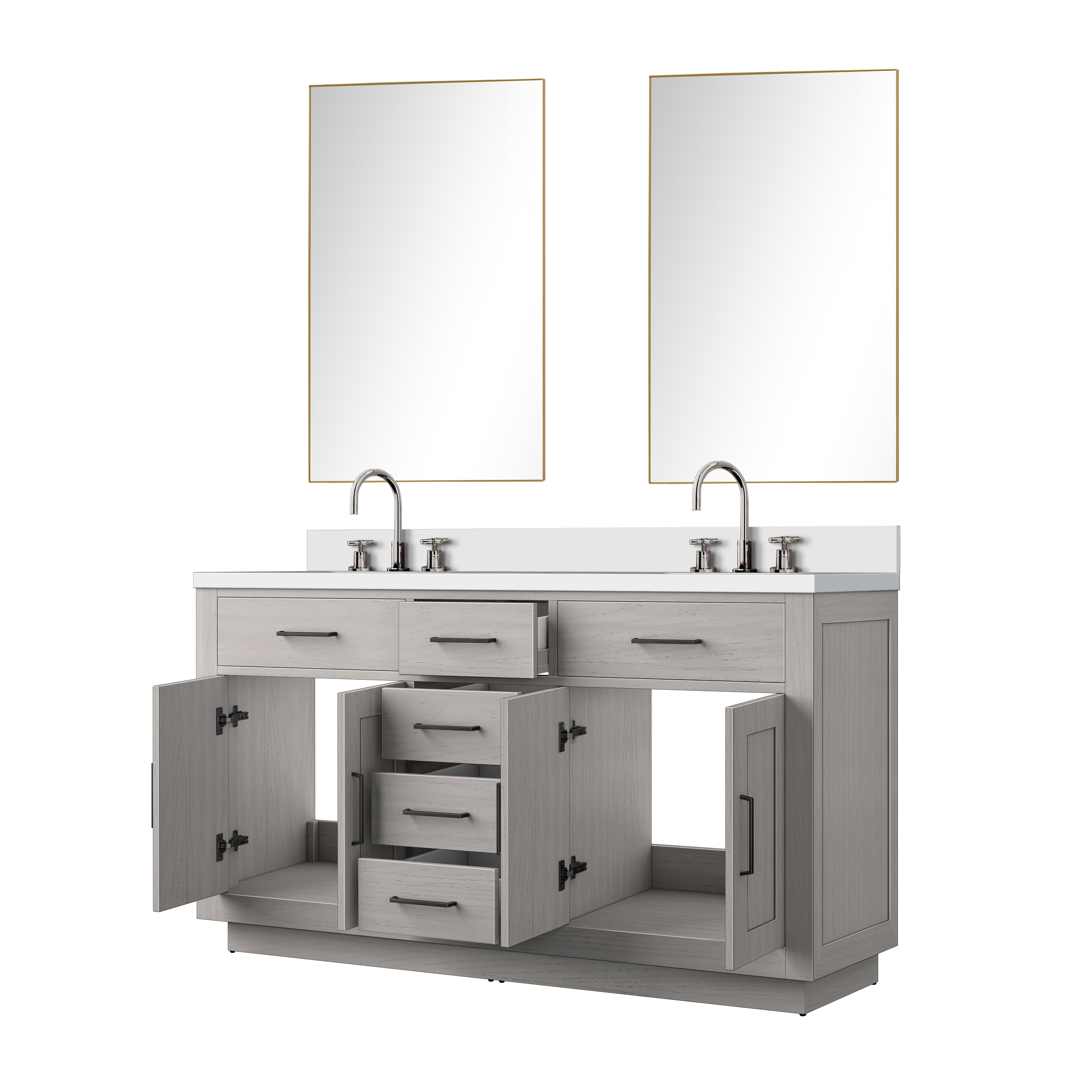 Abbey 60 in W x 22 in D White Oak Double Bath Vanity