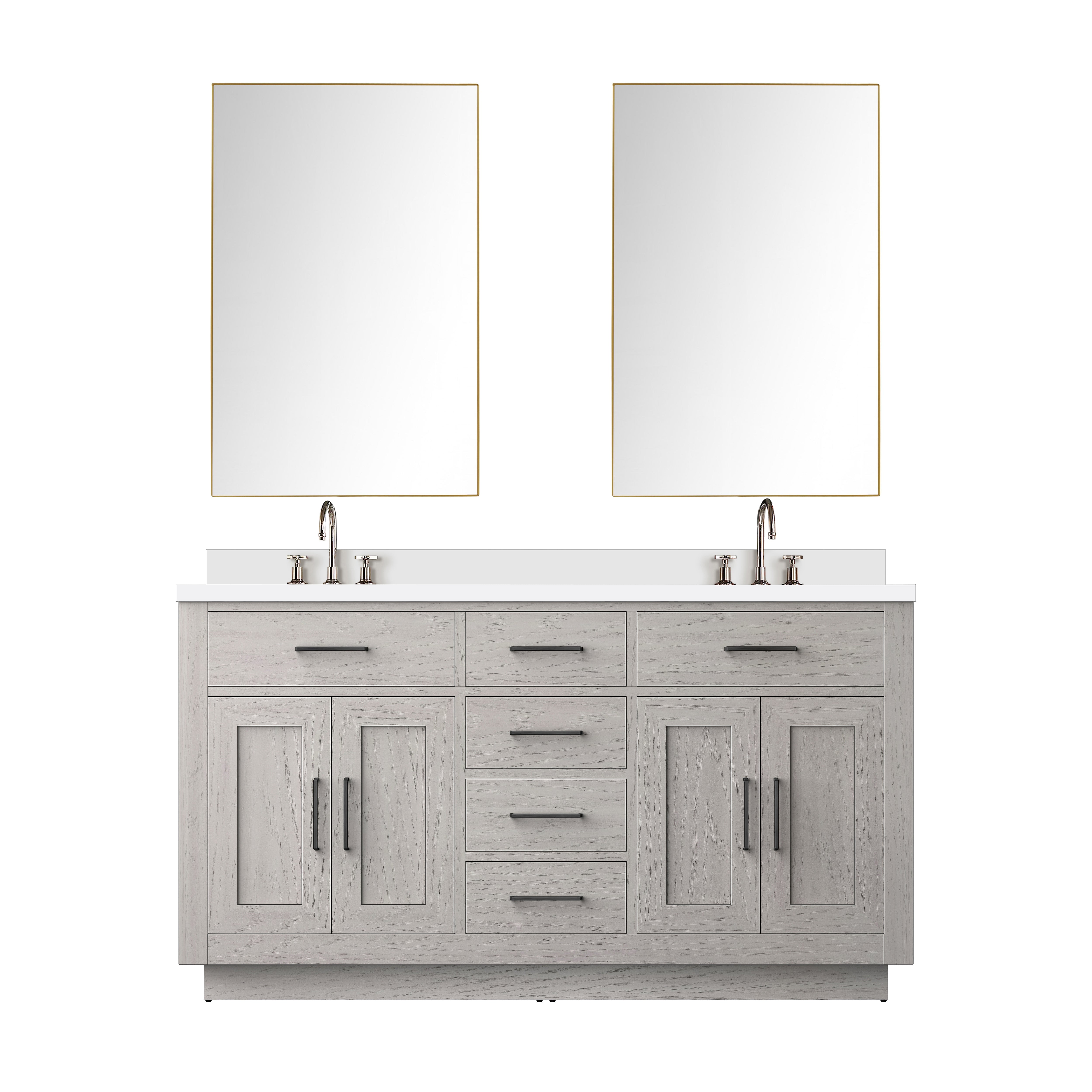 Abbey 60 in W x 22 in D White Oak Double Bath Vanity