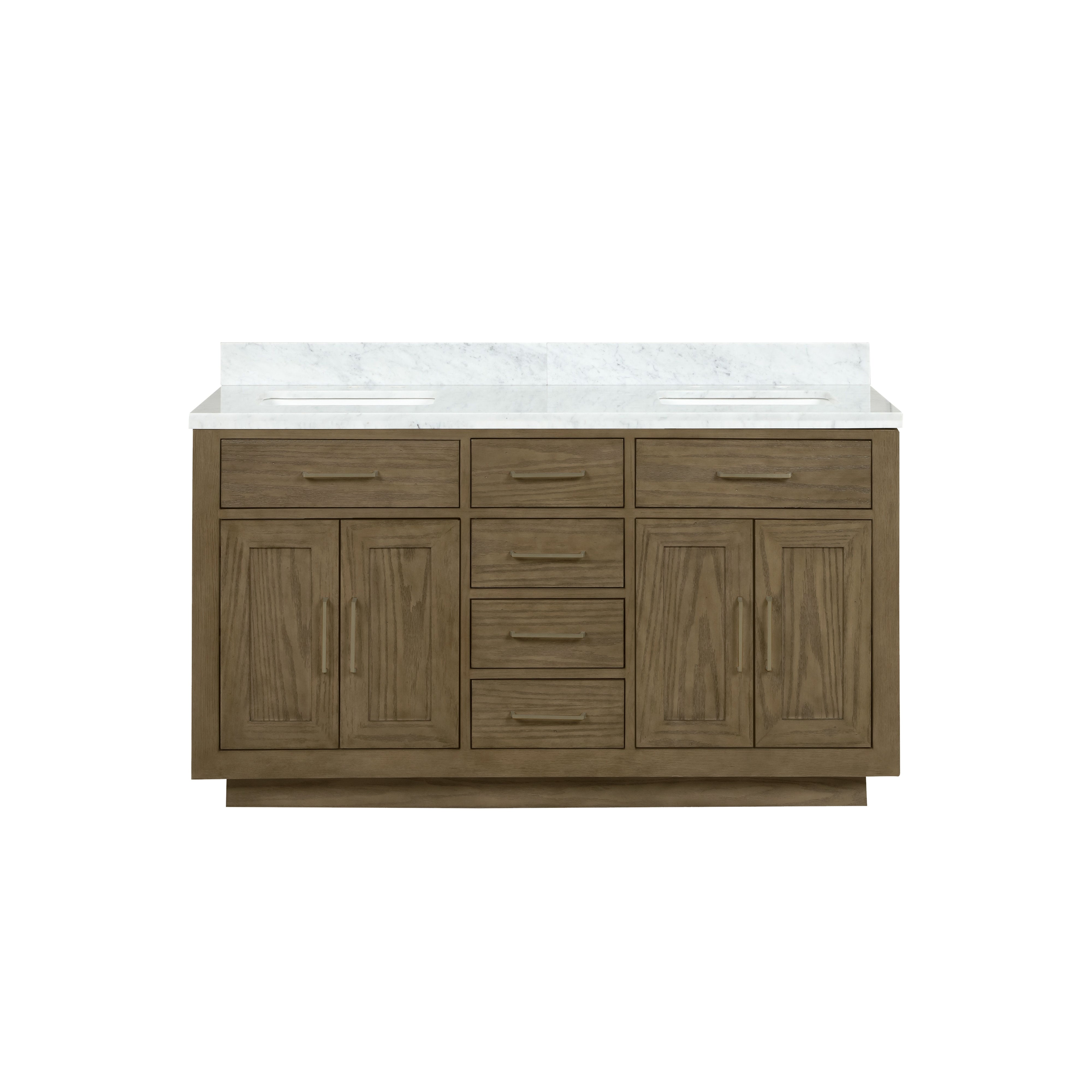 Abbey 60 in W x 22 in D Grey Oak Double Bath Vanity