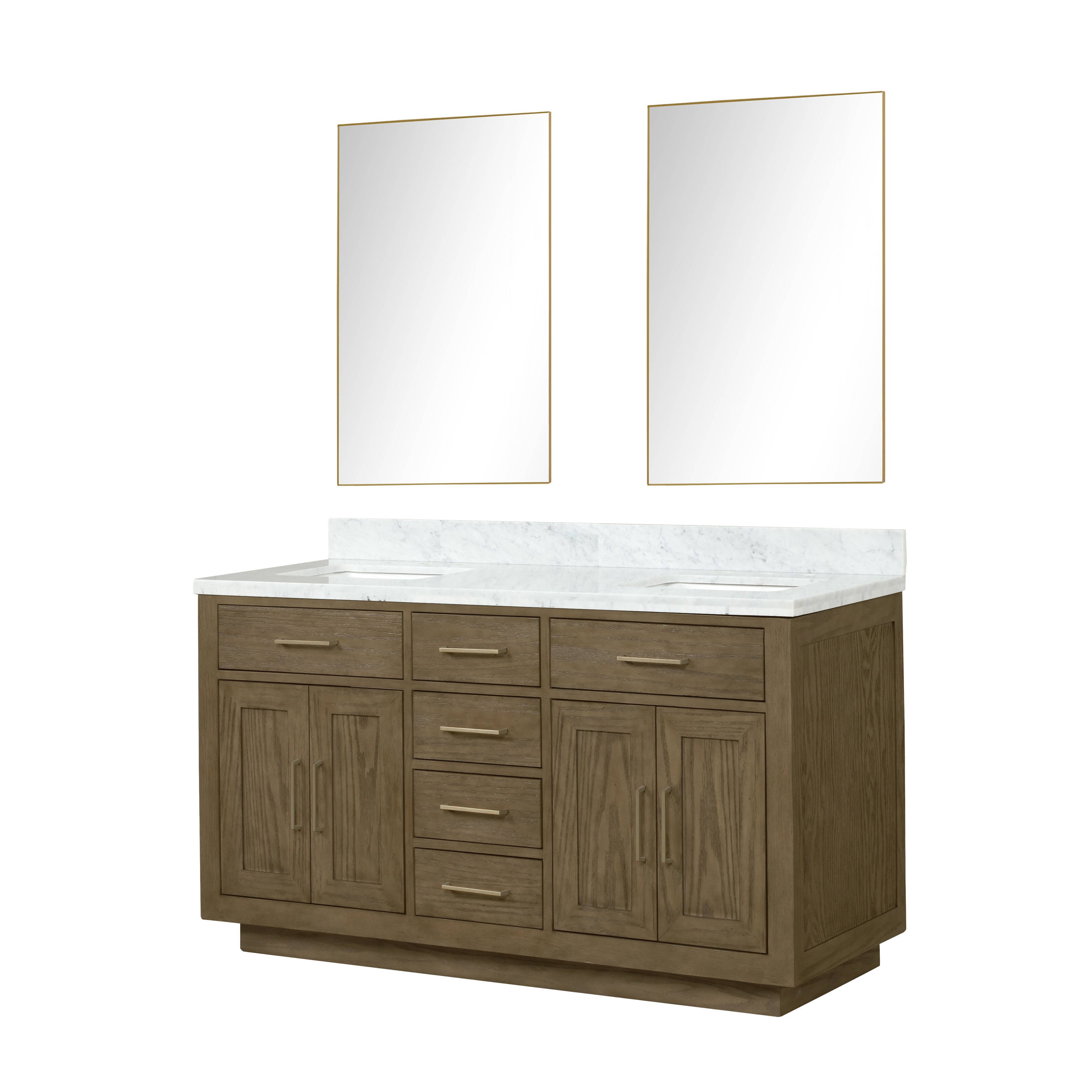 Abbey 60 in W x 22 in D Grey Oak Double Bath Vanity