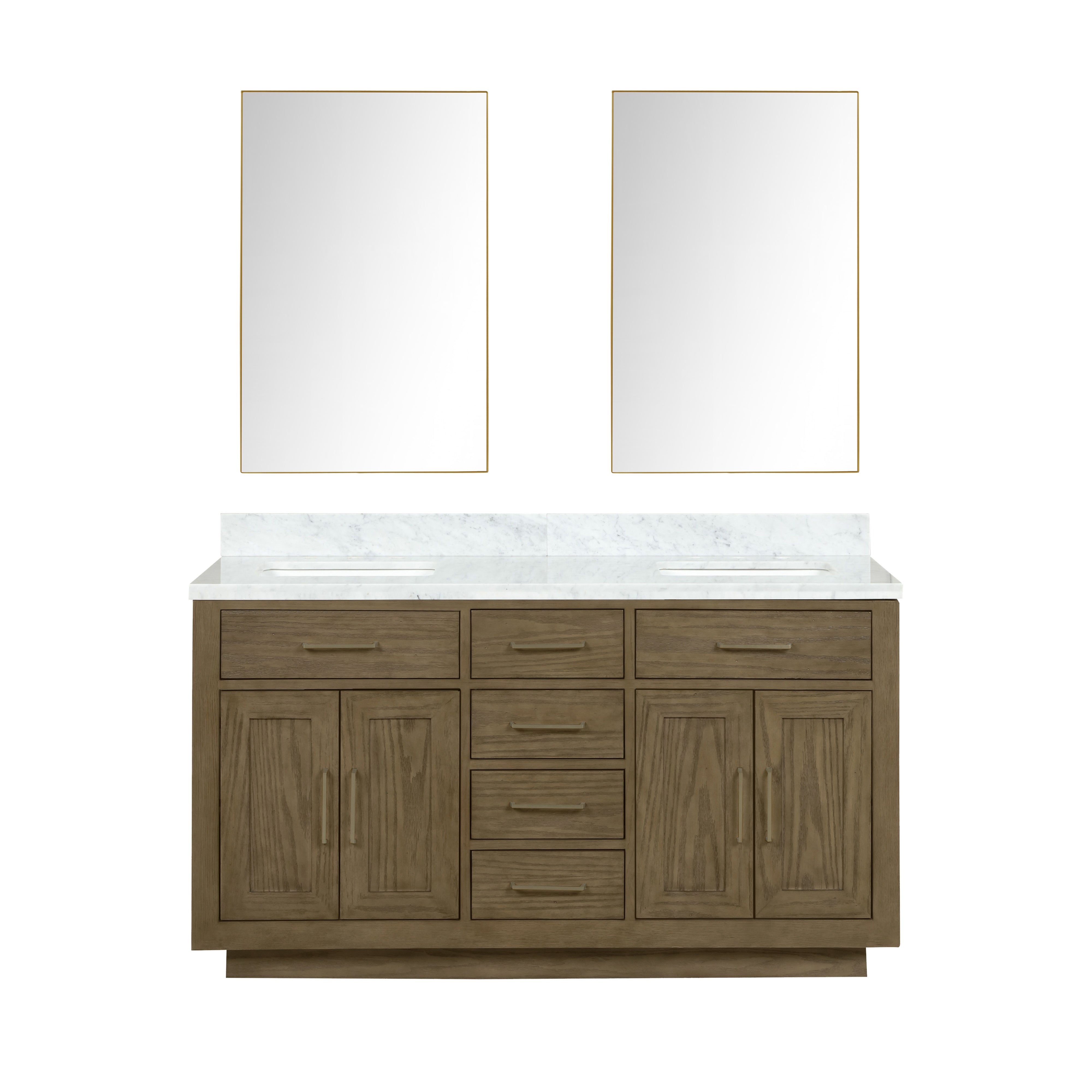 Abbey 60 in W x 22 in D Grey Oak Double Bath Vanity