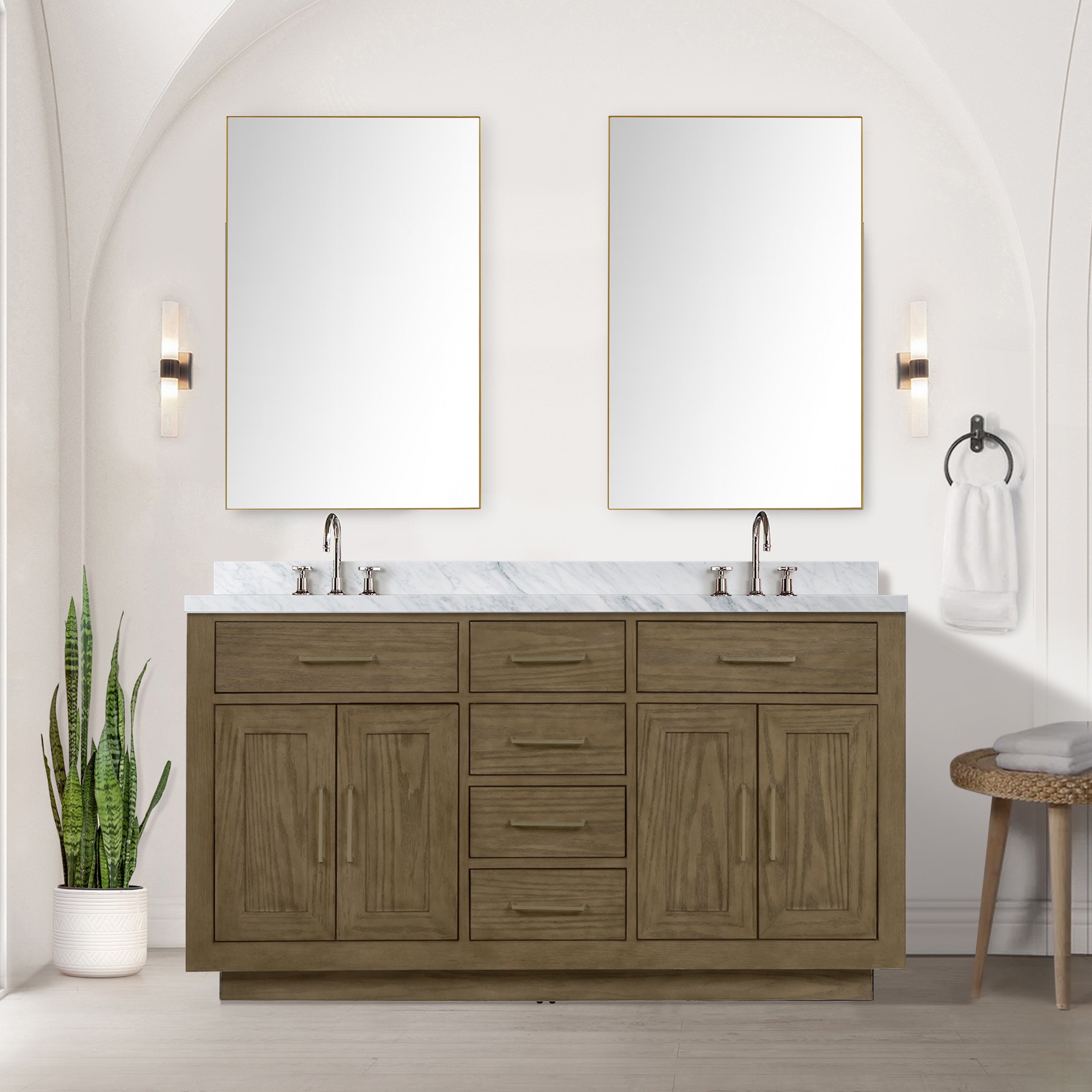 Abbey 60 in W x 22 in D Grey Oak Double Bath Vanity