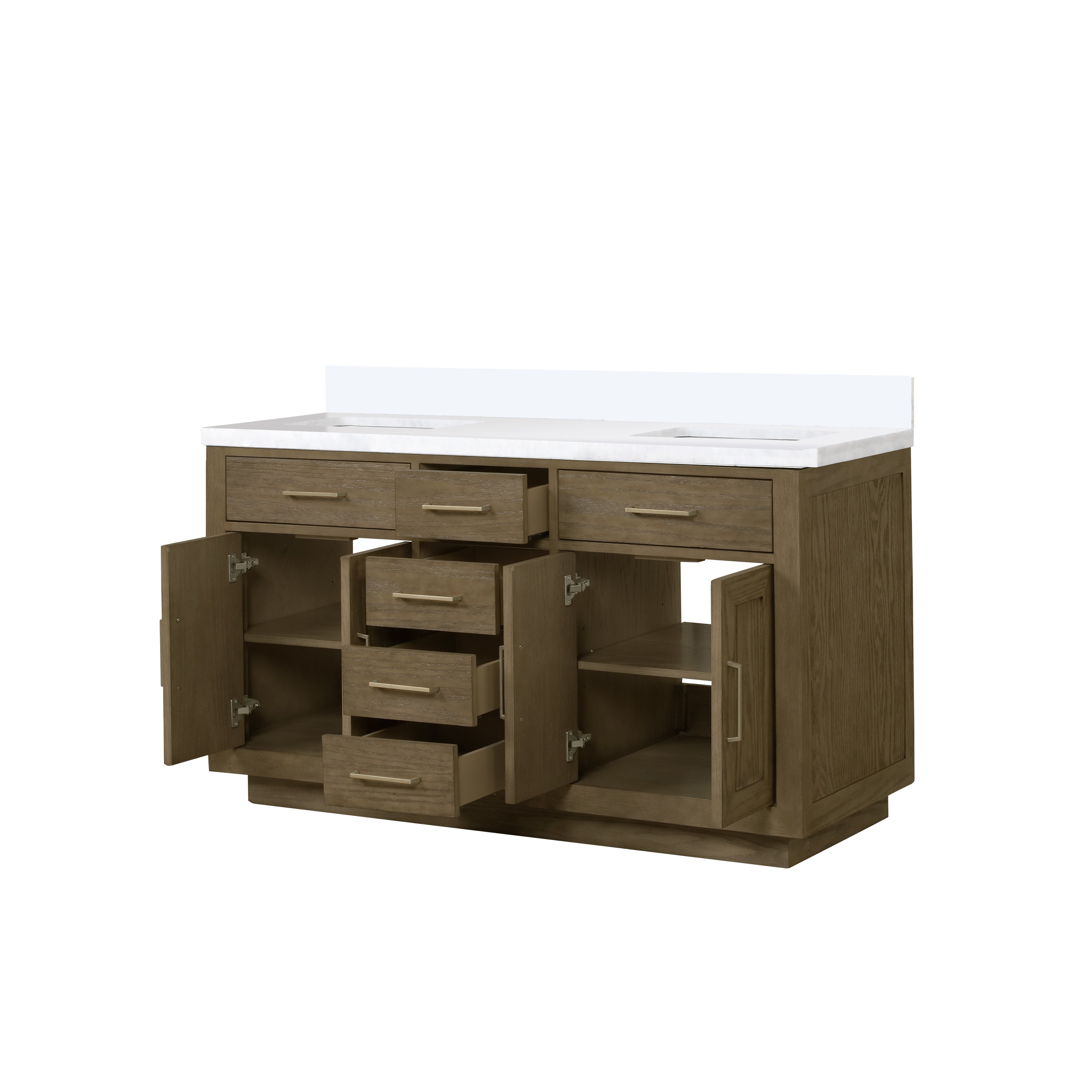 Abbey 60 in W x 22 in D Grey Oak Double Bath Vanity