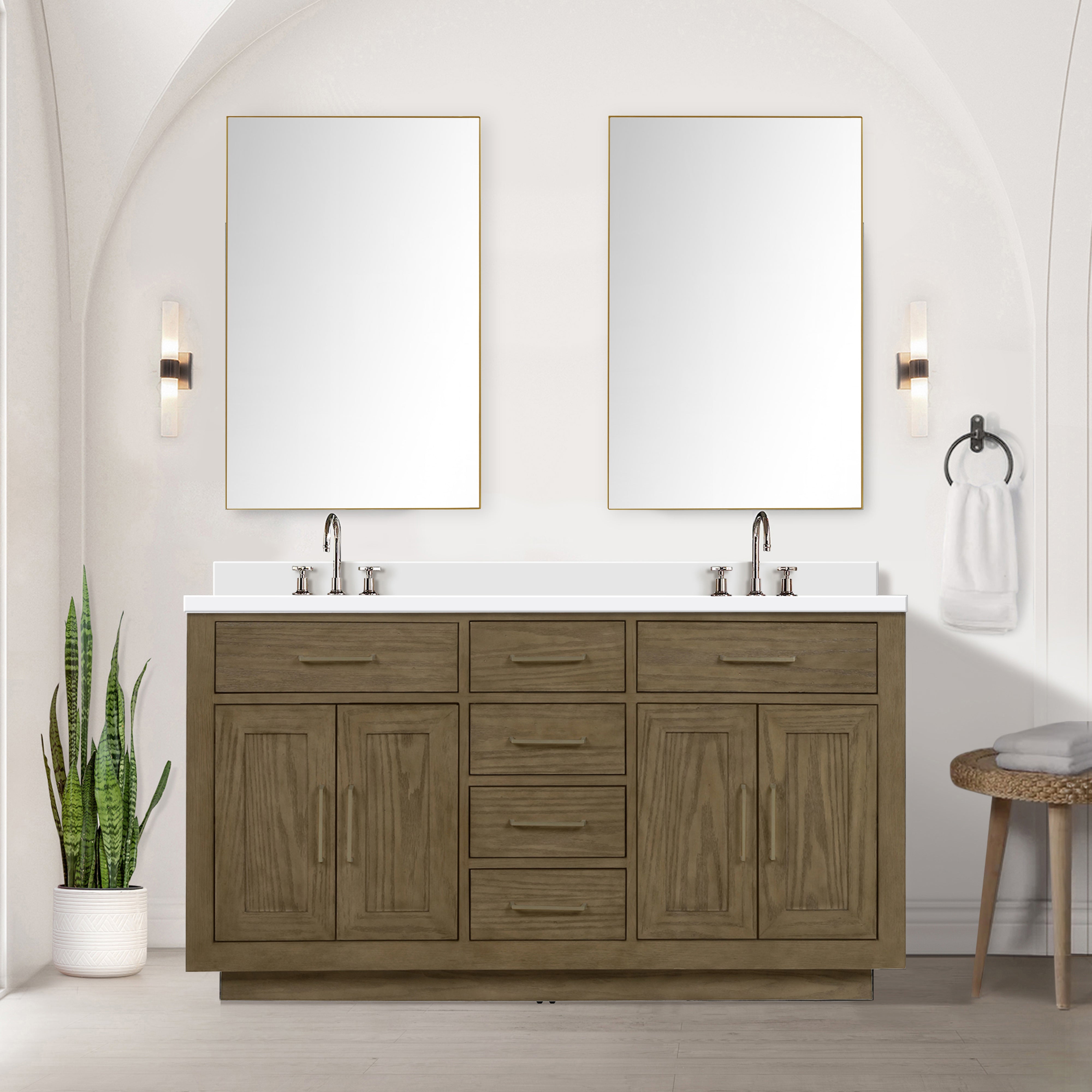 Abbey 60 in W x 22 in D Grey Oak Double Bath Vanity