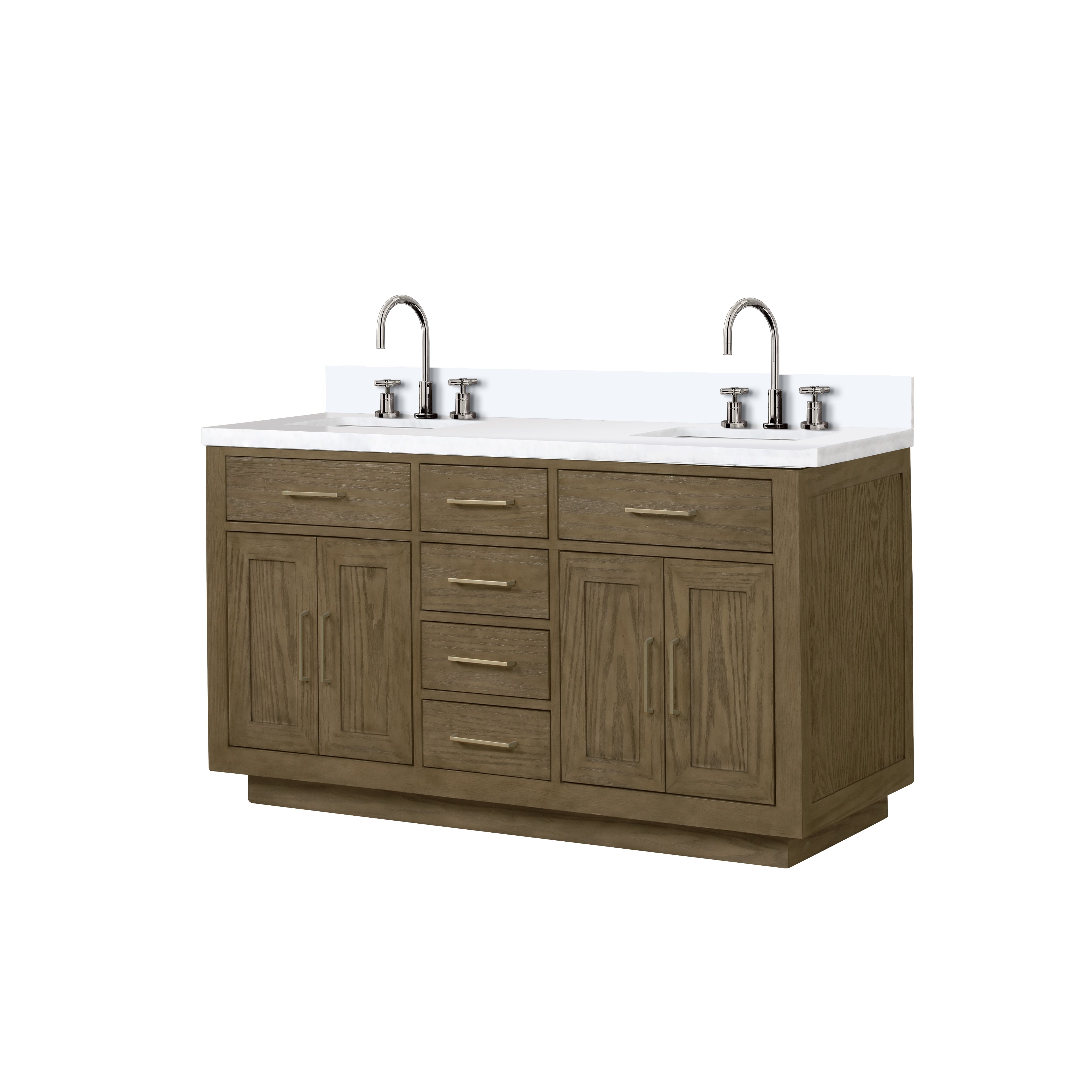 Abbey 60 in W x 22 in D Grey Oak Double Bath Vanity