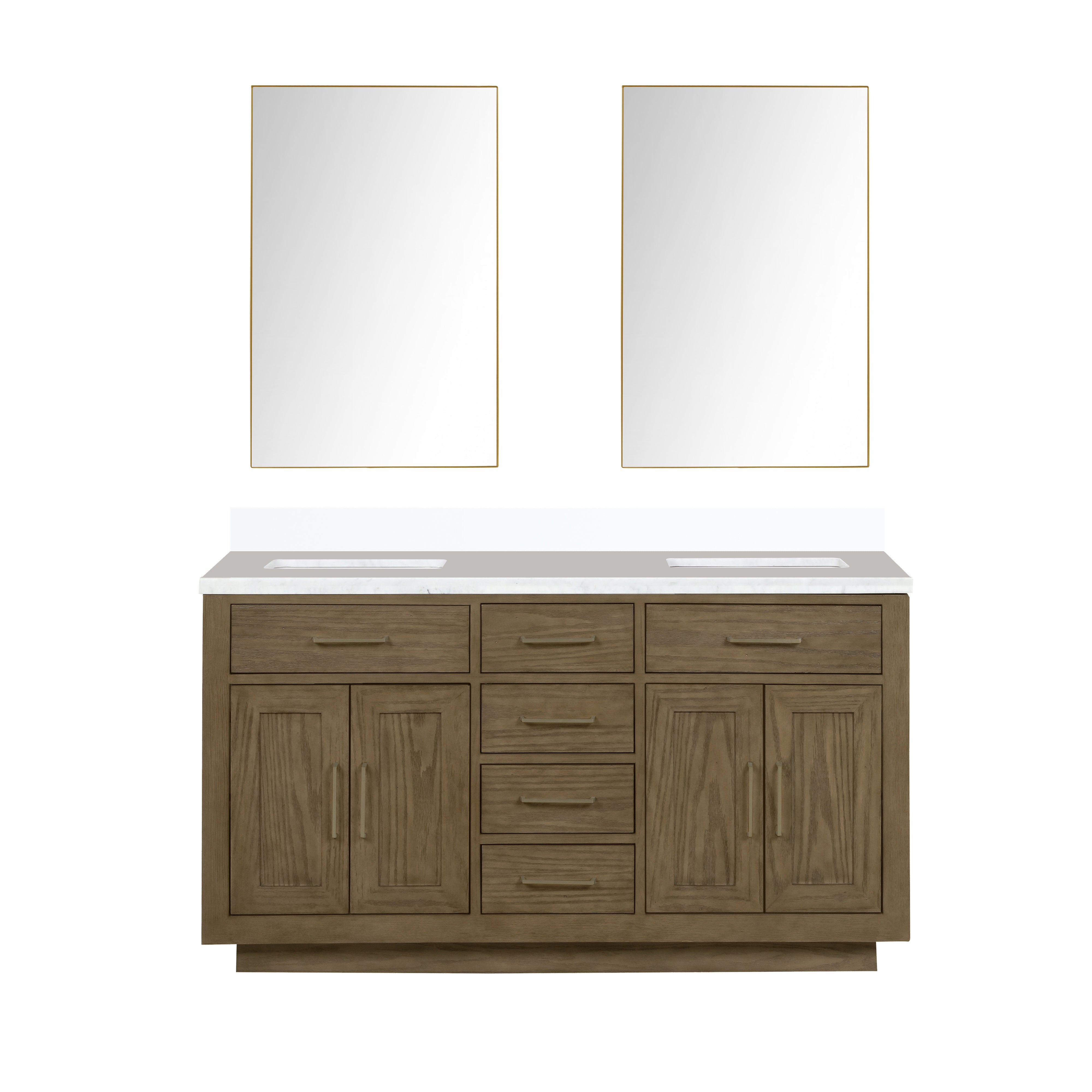 Abbey 60 in W x 22 in D Grey Oak Double Bath Vanity