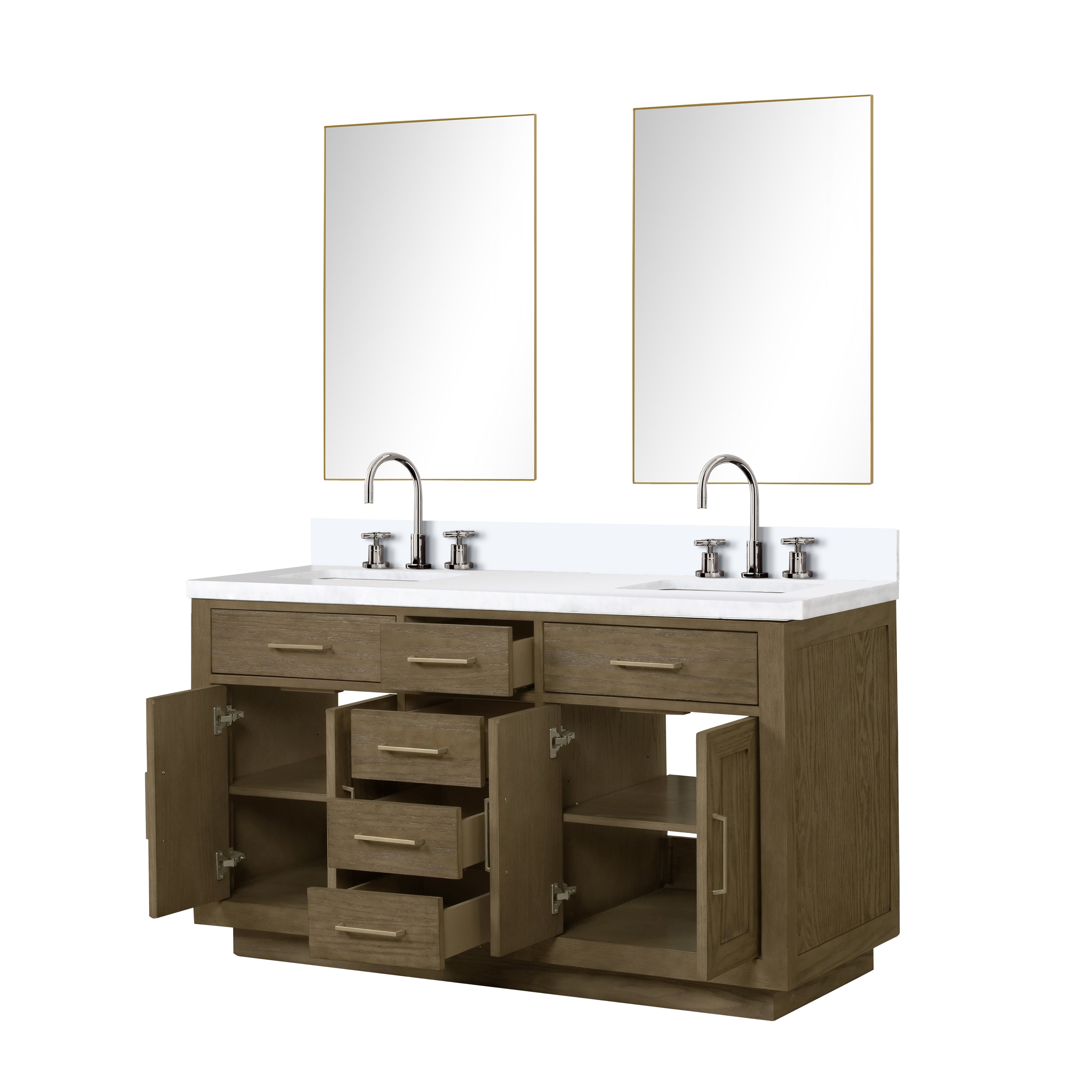 Abbey 60 in W x 22 in D Grey Oak Double Bath Vanity