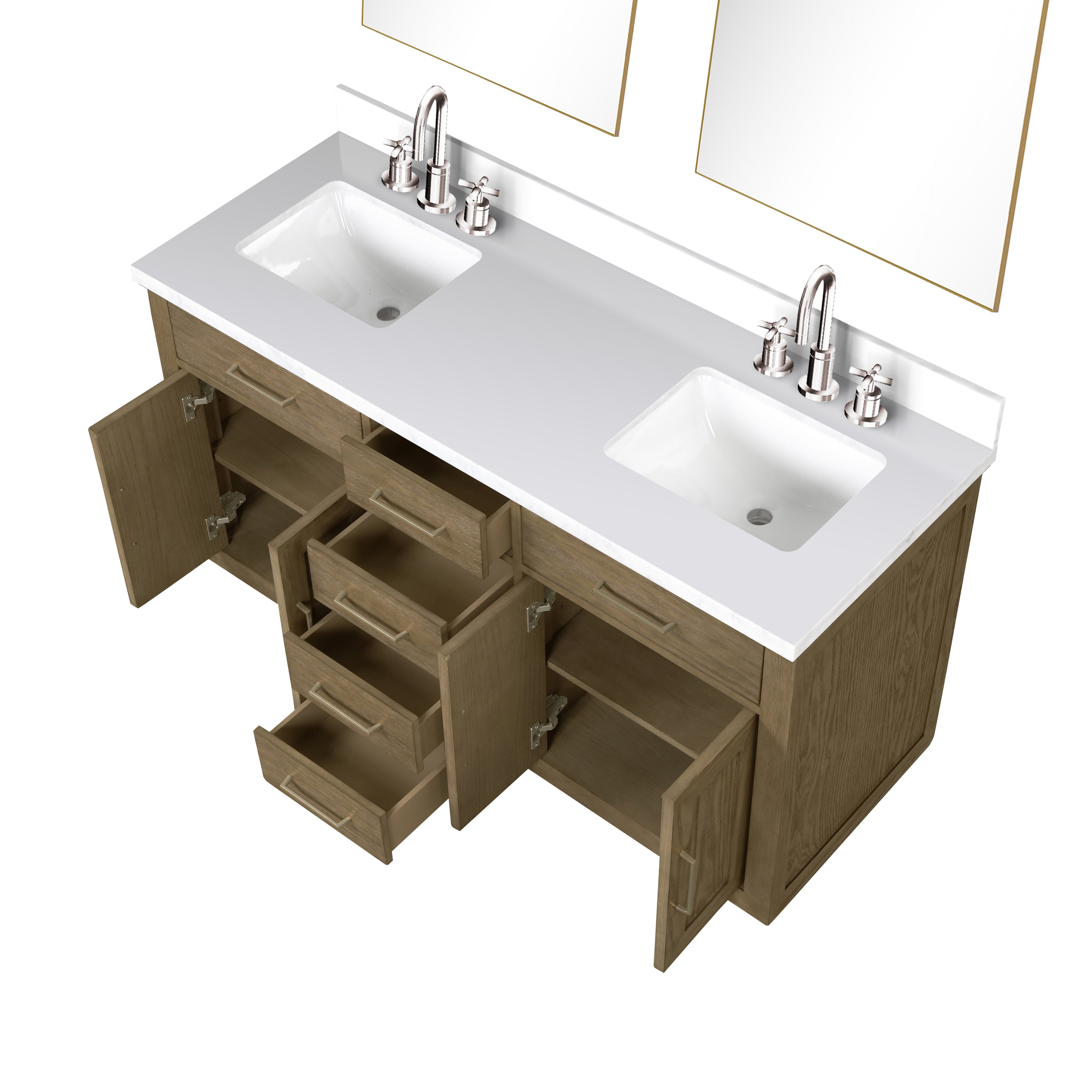 Abbey 60 in W x 22 in D Grey Oak Double Bath Vanity