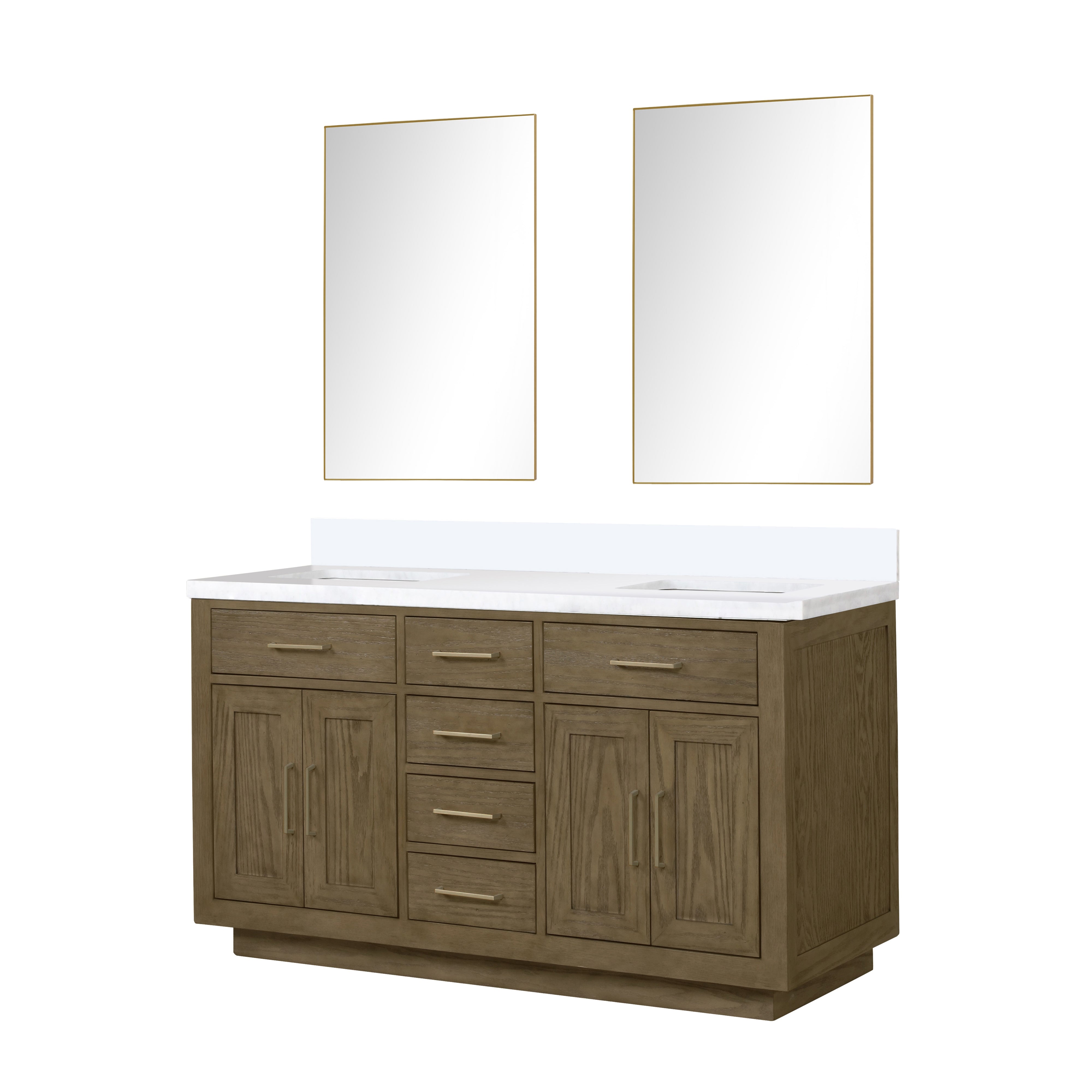 Abbey 60 in W x 22 in D Grey Oak Double Bath Vanity