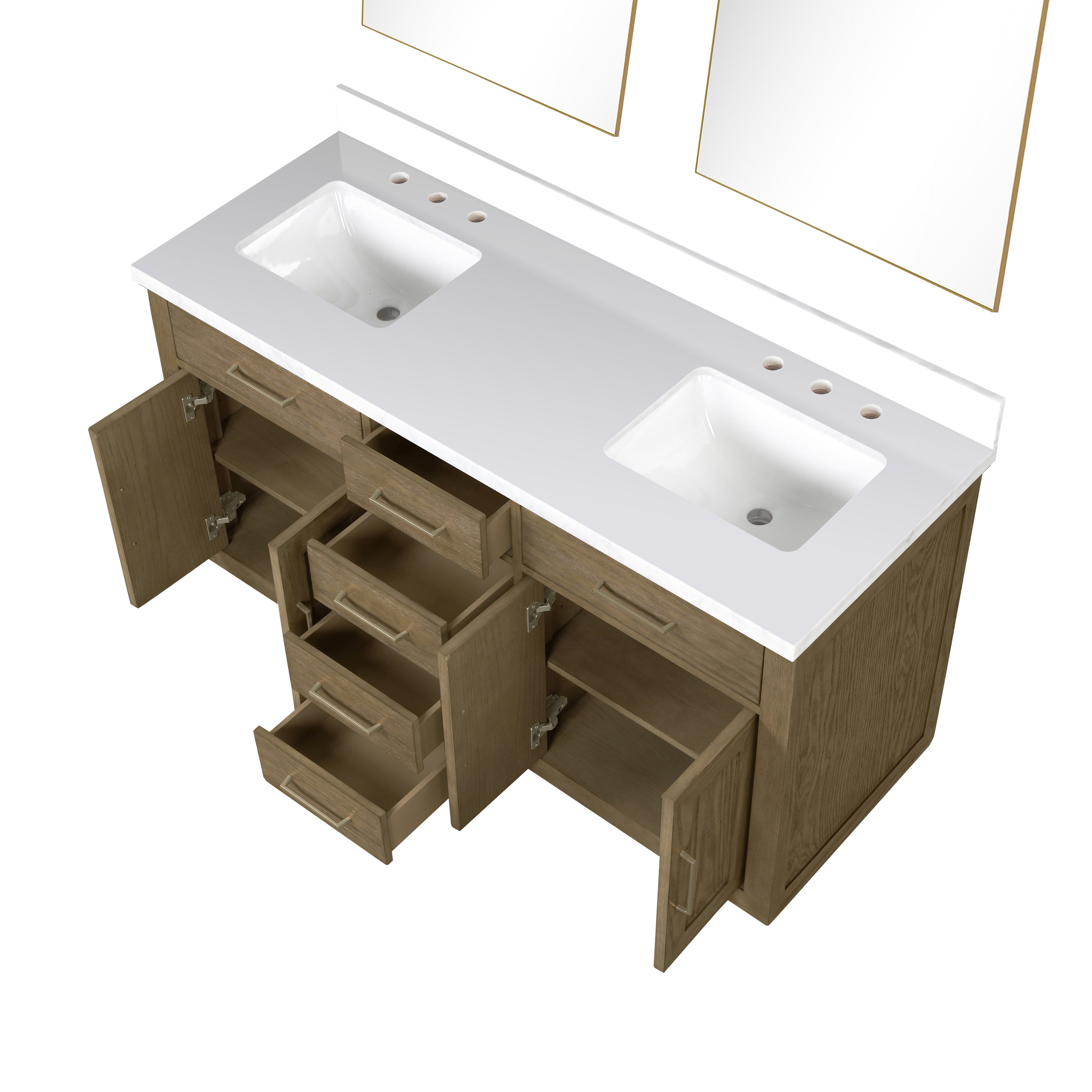 Abbey 60 in W x 22 in D Grey Oak Double Bath Vanity