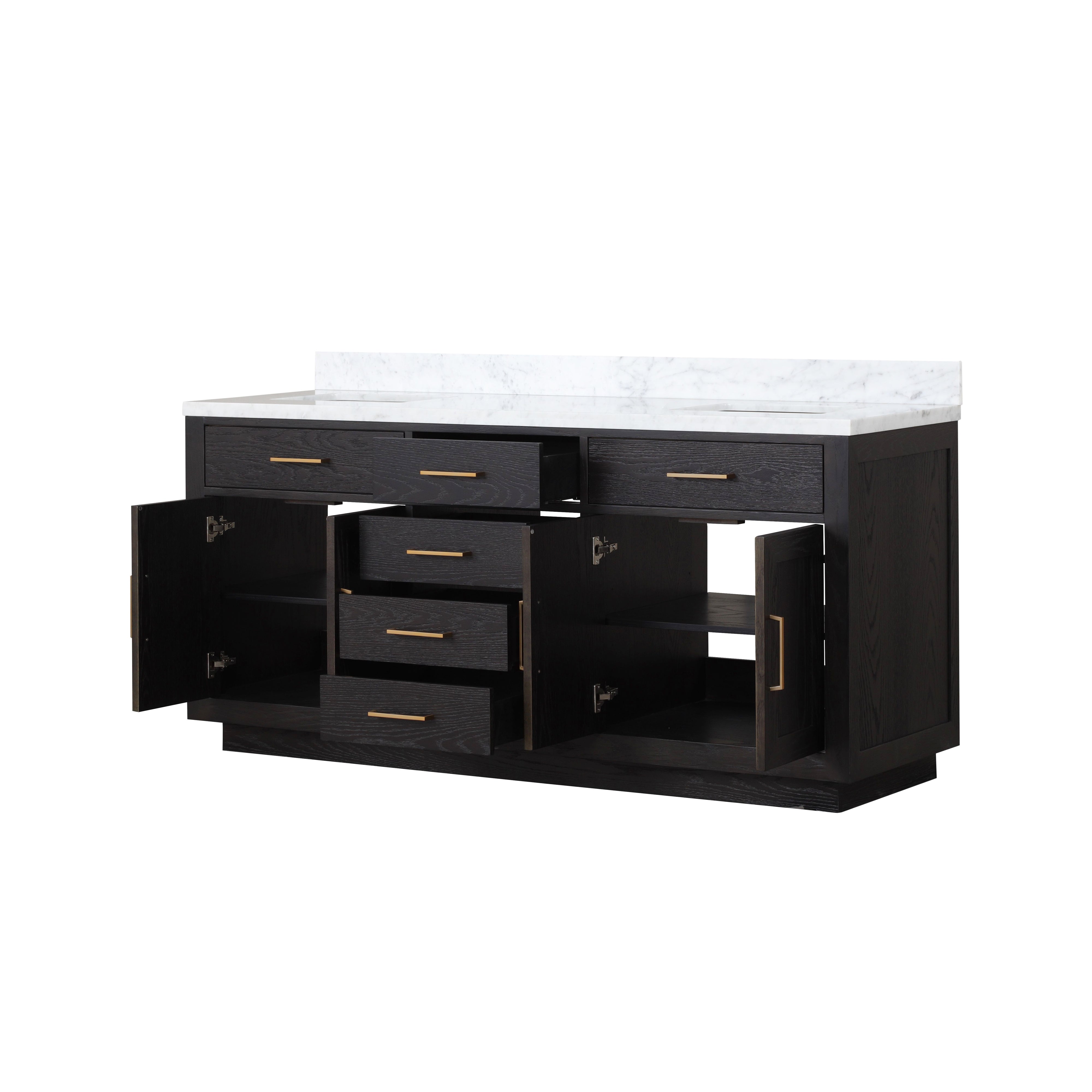 Abbey 72 in W x 22 in D Black Oak Double Bath Vanity