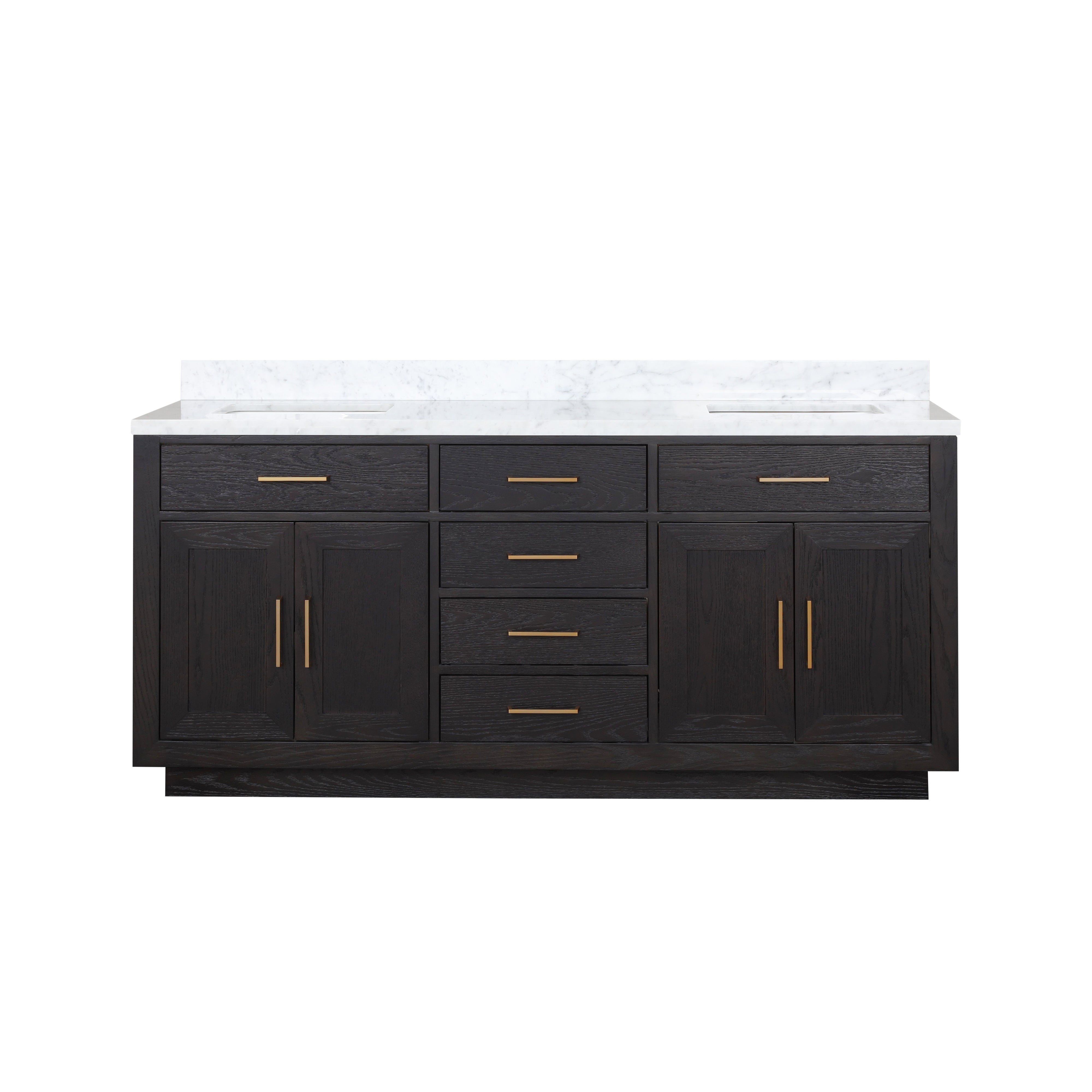 Abbey 72 in W x 22 in D Black Oak Double Bath Vanity