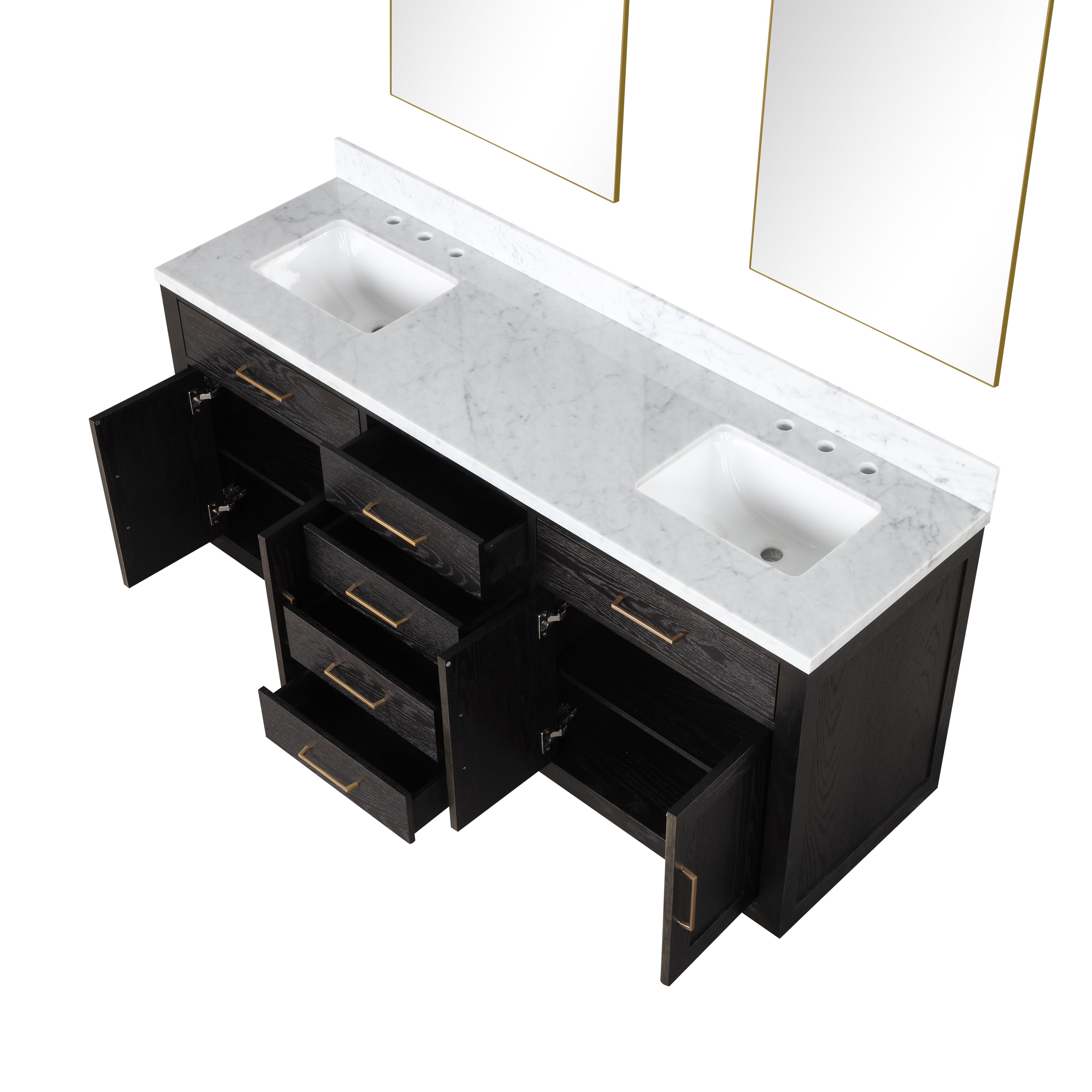 Abbey 72 in W x 22 in D Black Oak Double Bath Vanity