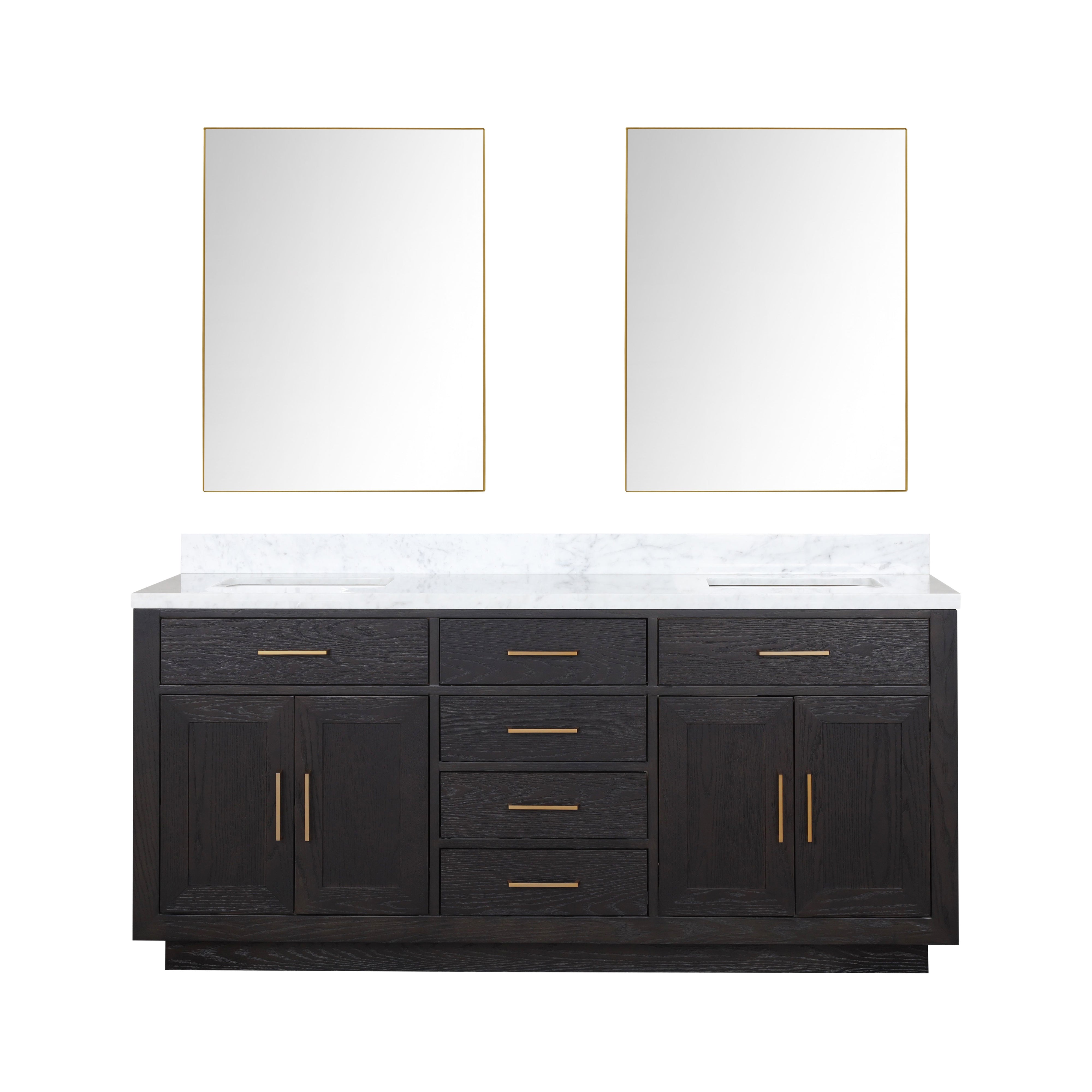 Abbey 72 in W x 22 in D Black Oak Double Bath Vanity