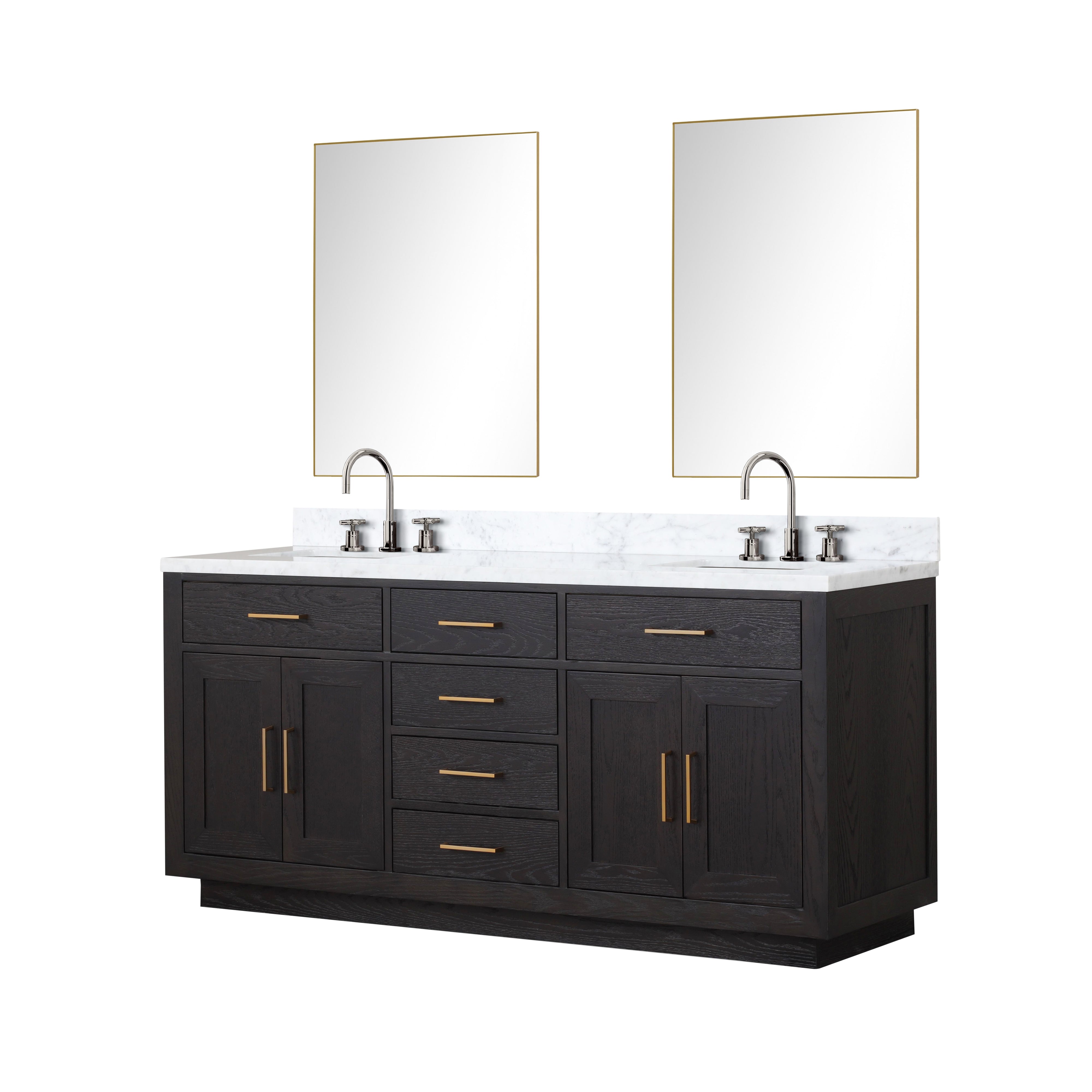 Abbey 72 in W x 22 in D Black Oak Double Bath Vanity