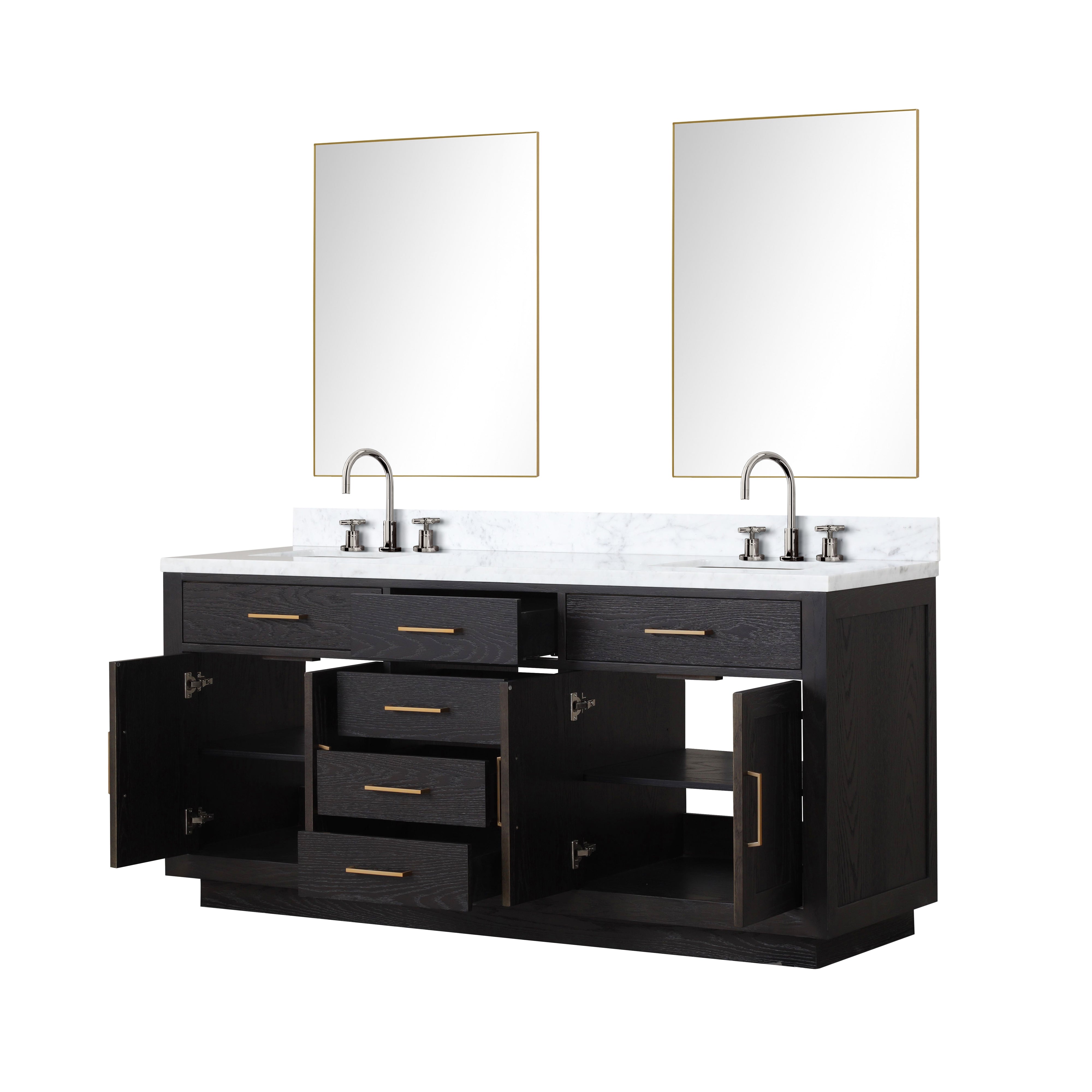 Abbey 72 in W x 22 in D Black Oak Double Bath Vanity