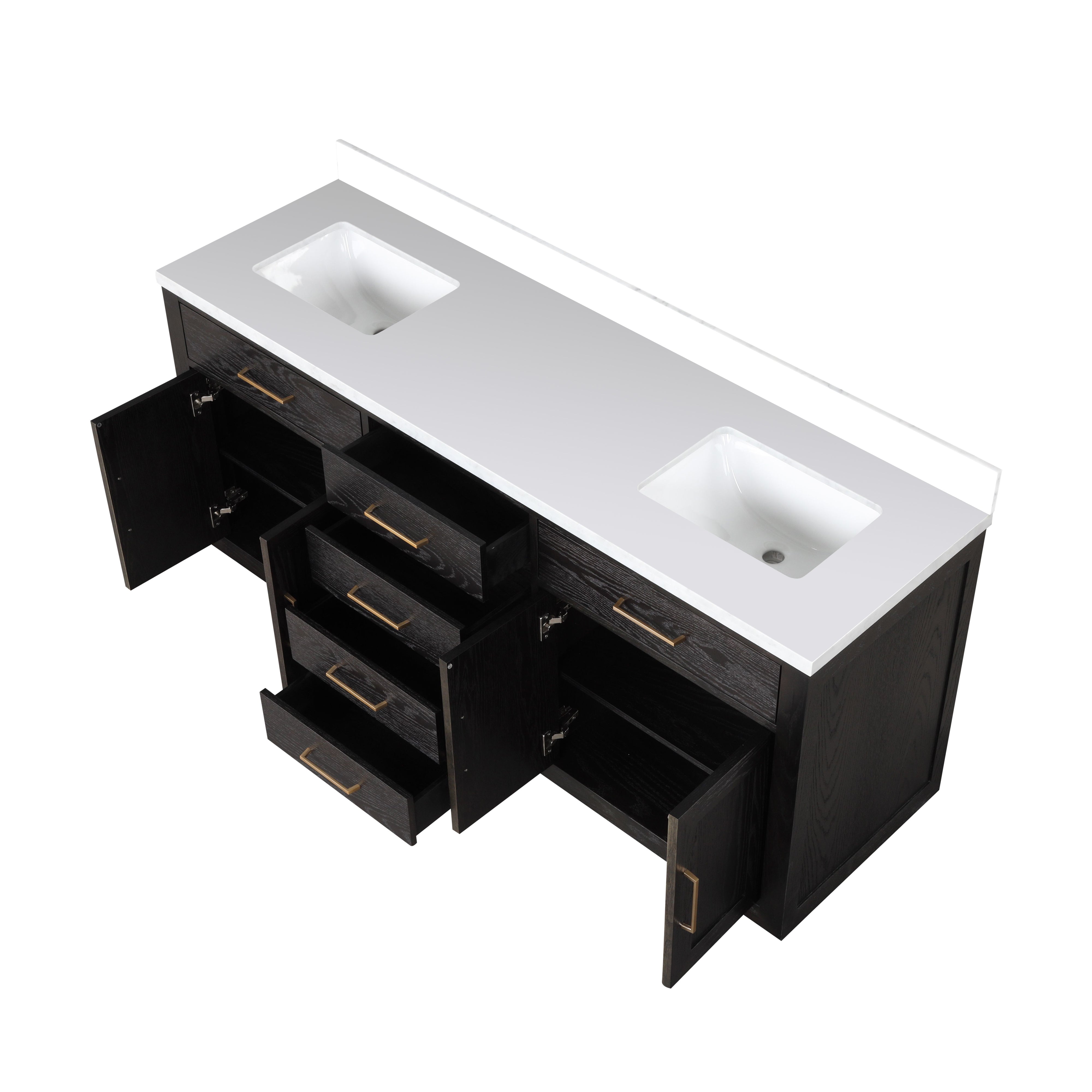 Abbey 72 in W x 22 in D Black Oak Double Bath Vanity