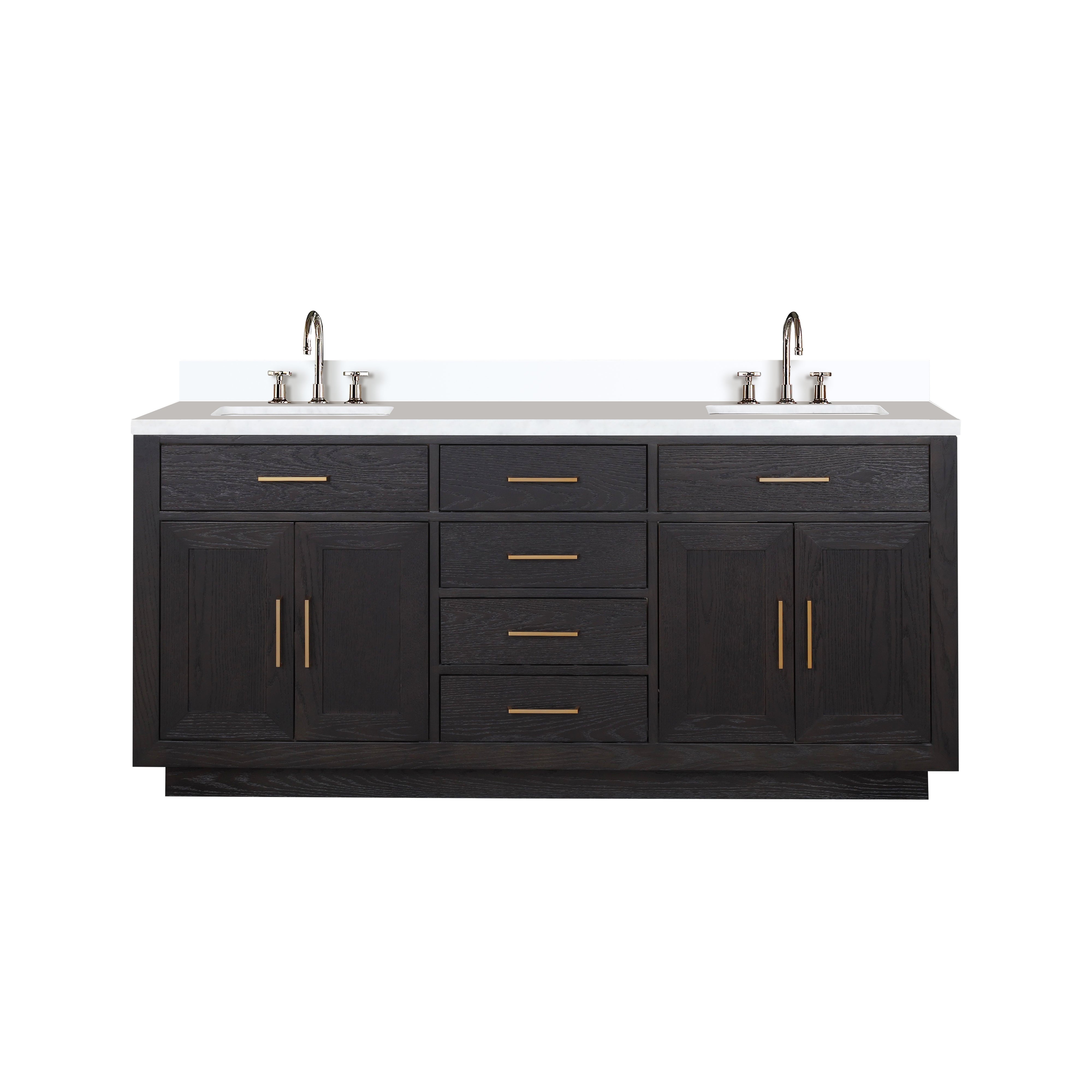 Abbey 72 in W x 22 in D Black Oak Double Bath Vanity