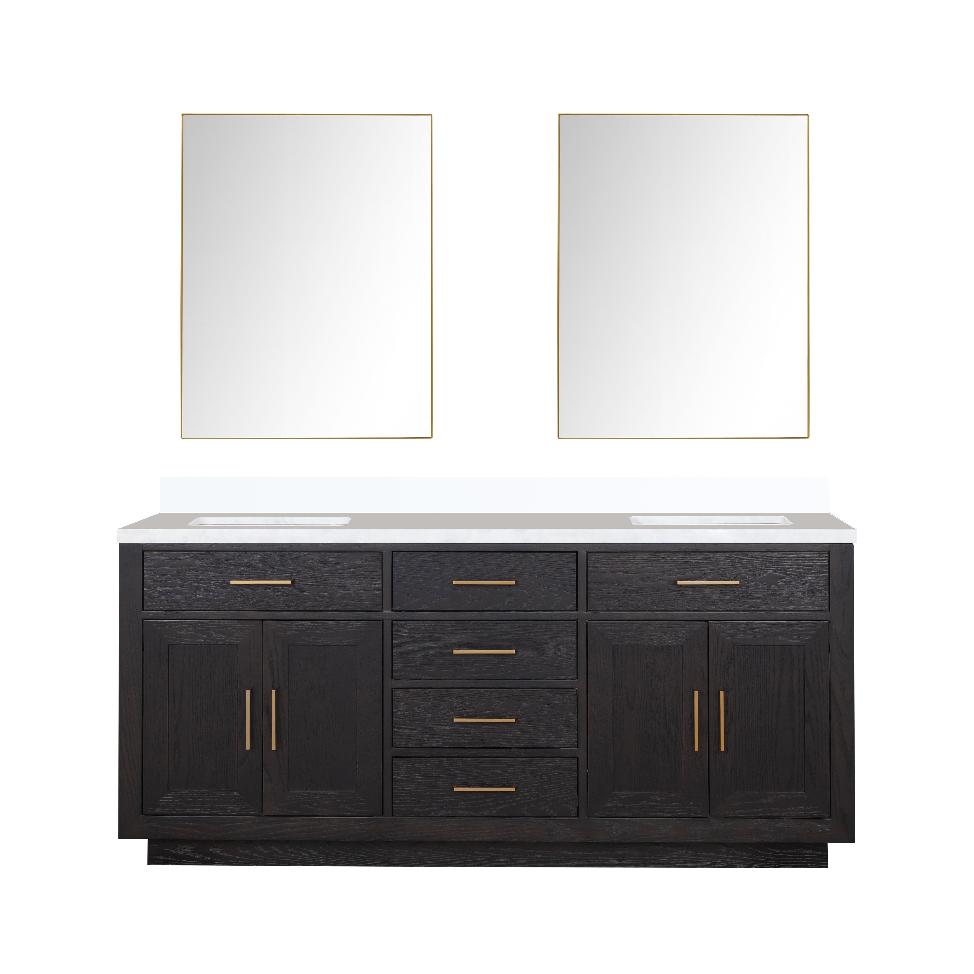 Abbey 72 in W x 22 in D Black Oak Double Bath Vanity