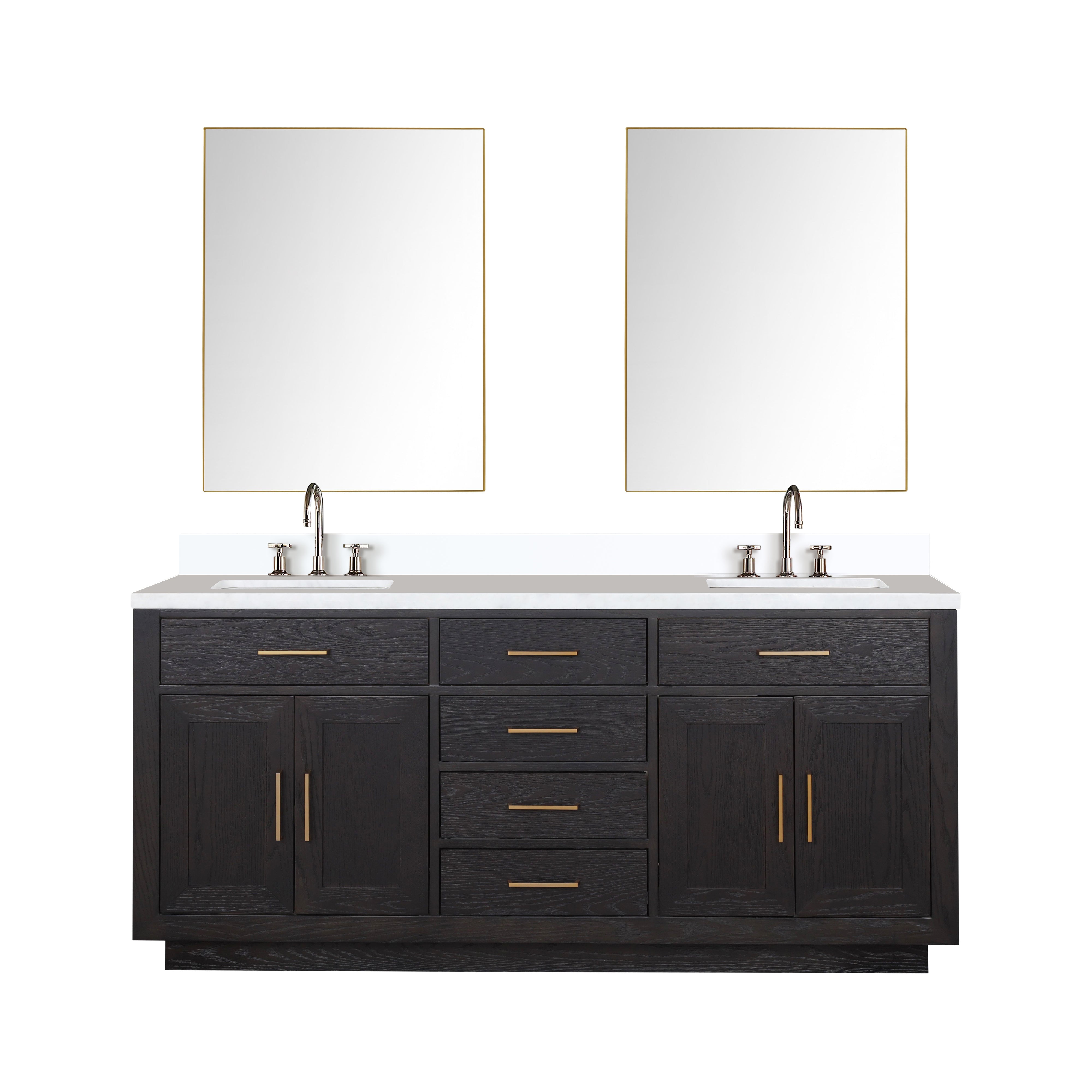 Abbey 72 in W x 22 in D Black Oak Double Bath Vanity