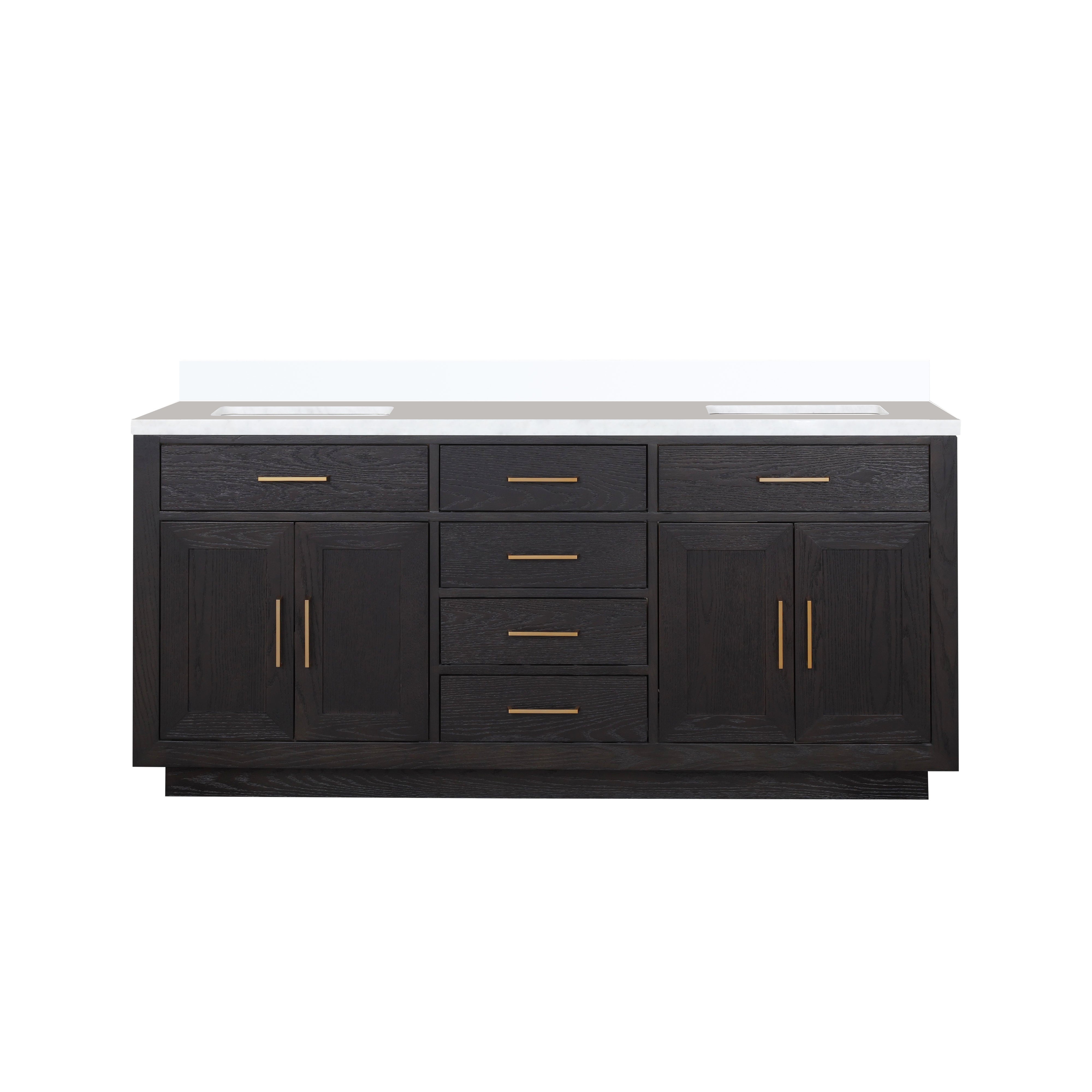 Abbey 72 in W x 22 in D Black Oak Double Bath Vanity