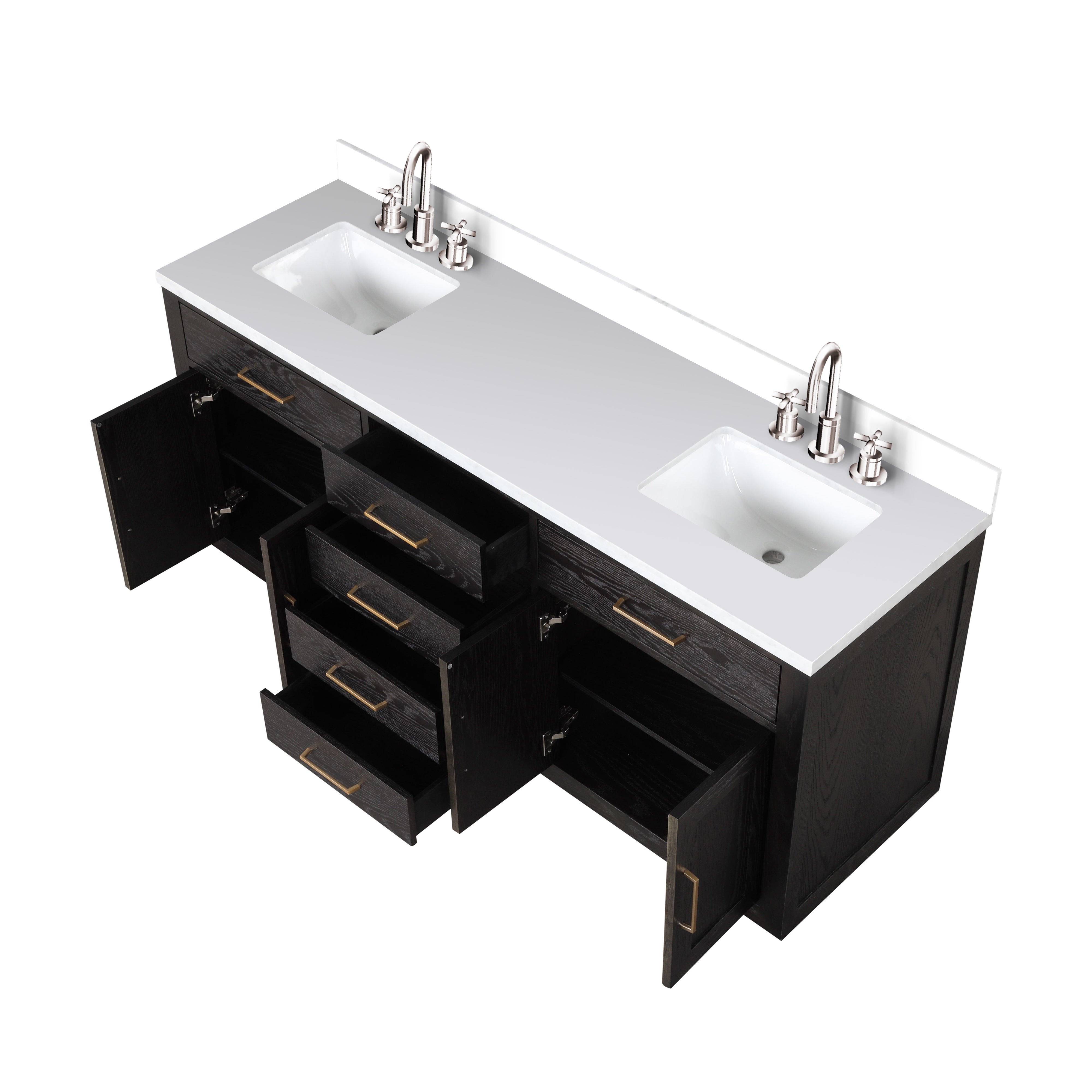Abbey 72 in W x 22 in D Black Oak Double Bath Vanity
