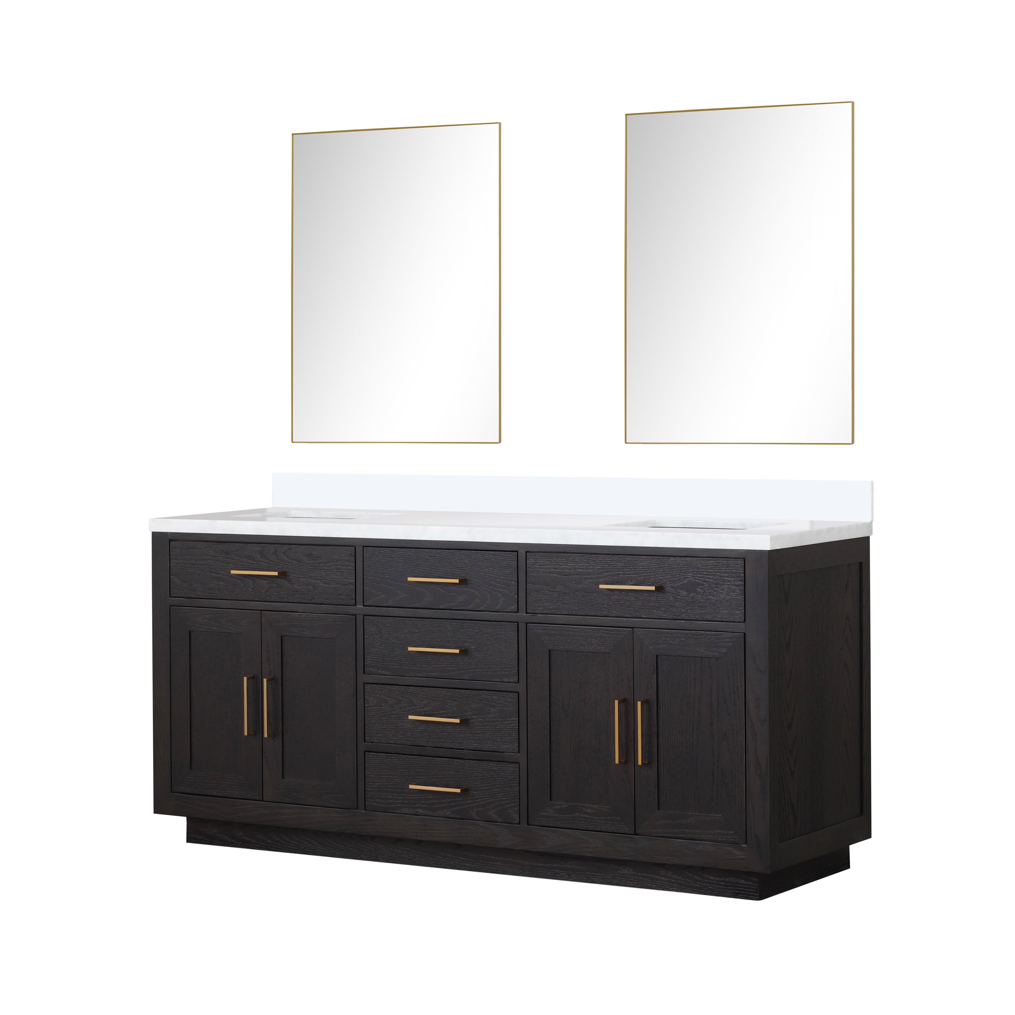 Abbey 72 in W x 22 in D Black Oak Double Bath Vanity