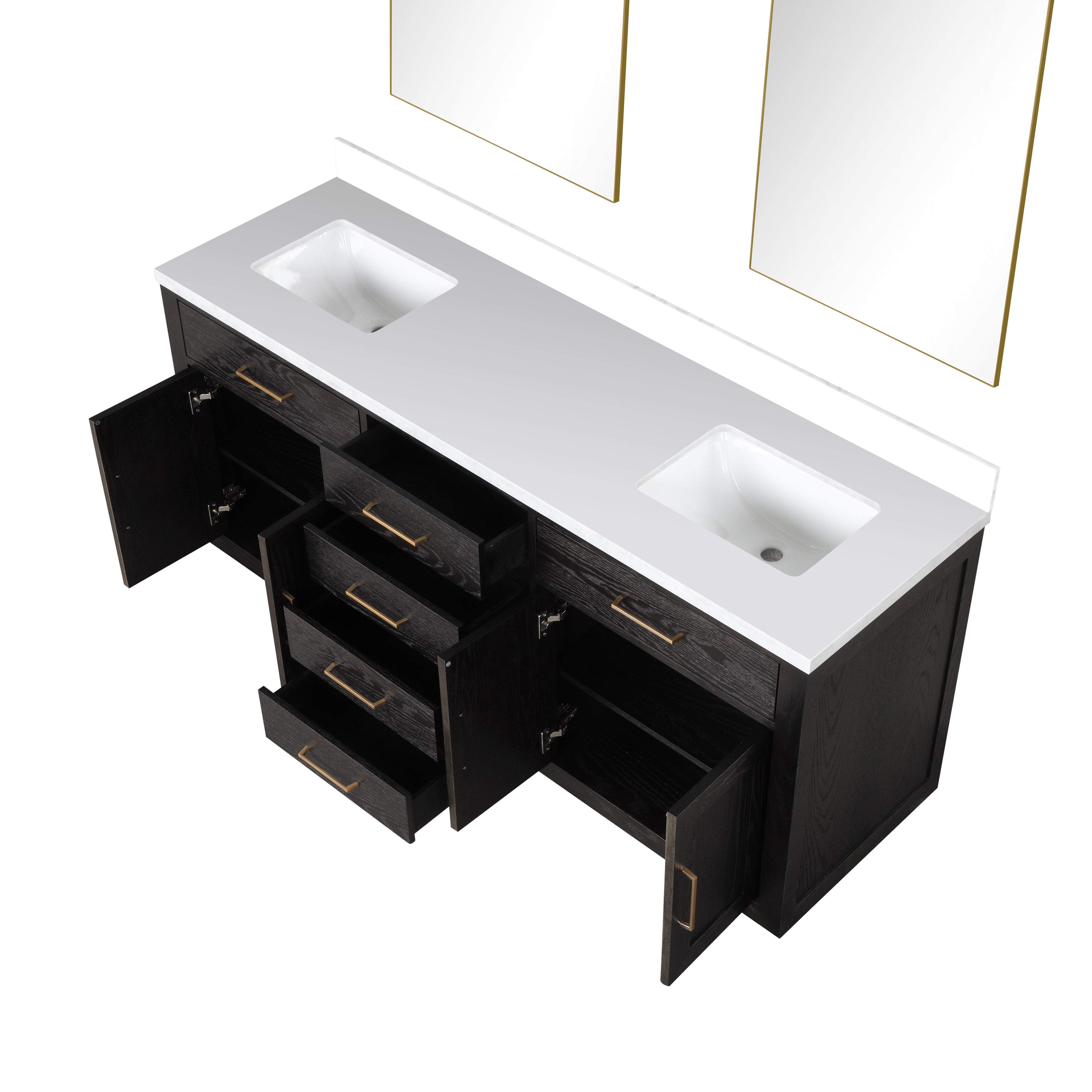 Abbey 72 in W x 22 in D Black Oak Double Bath Vanity