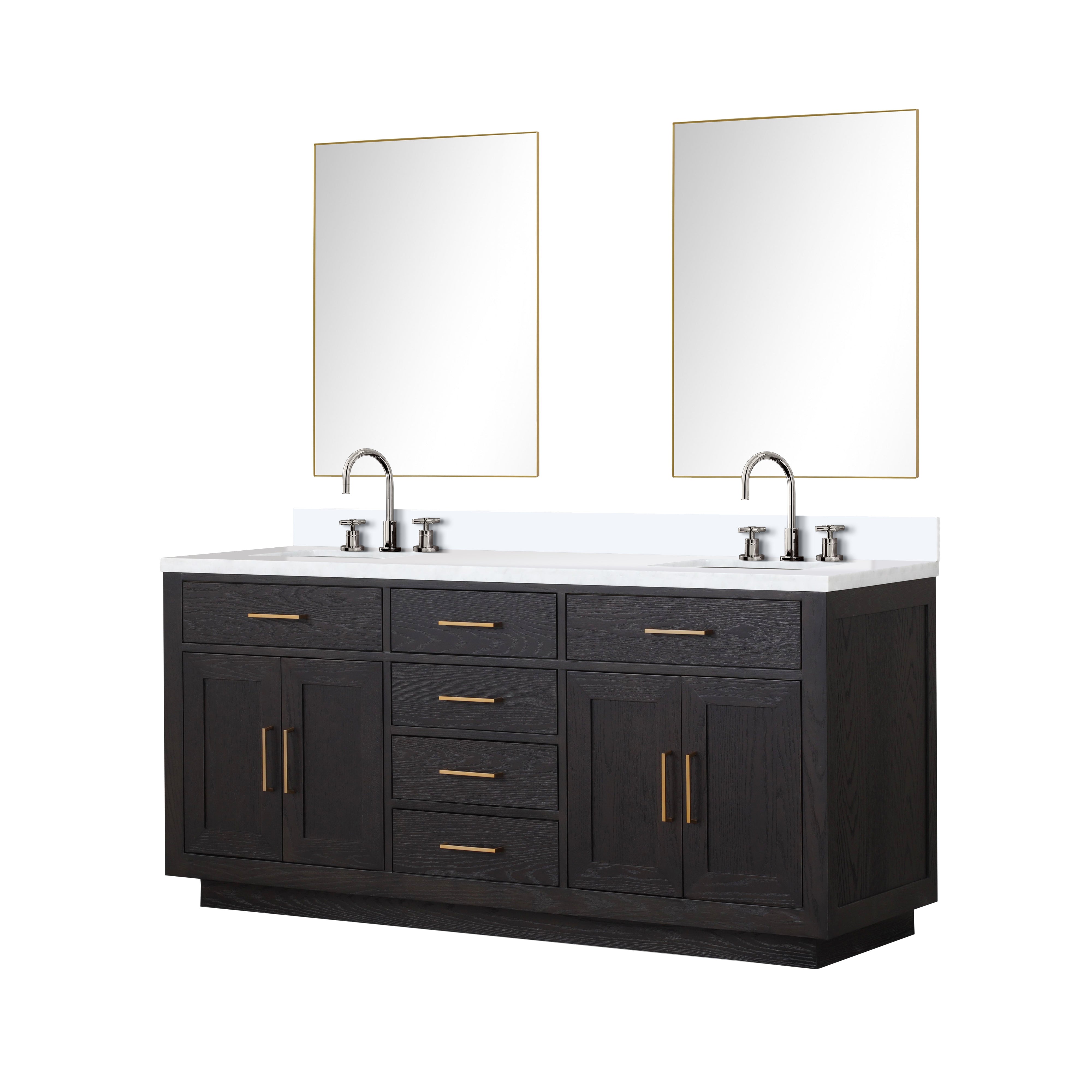 Abbey 72 in W x 22 in D Black Oak Double Bath Vanity