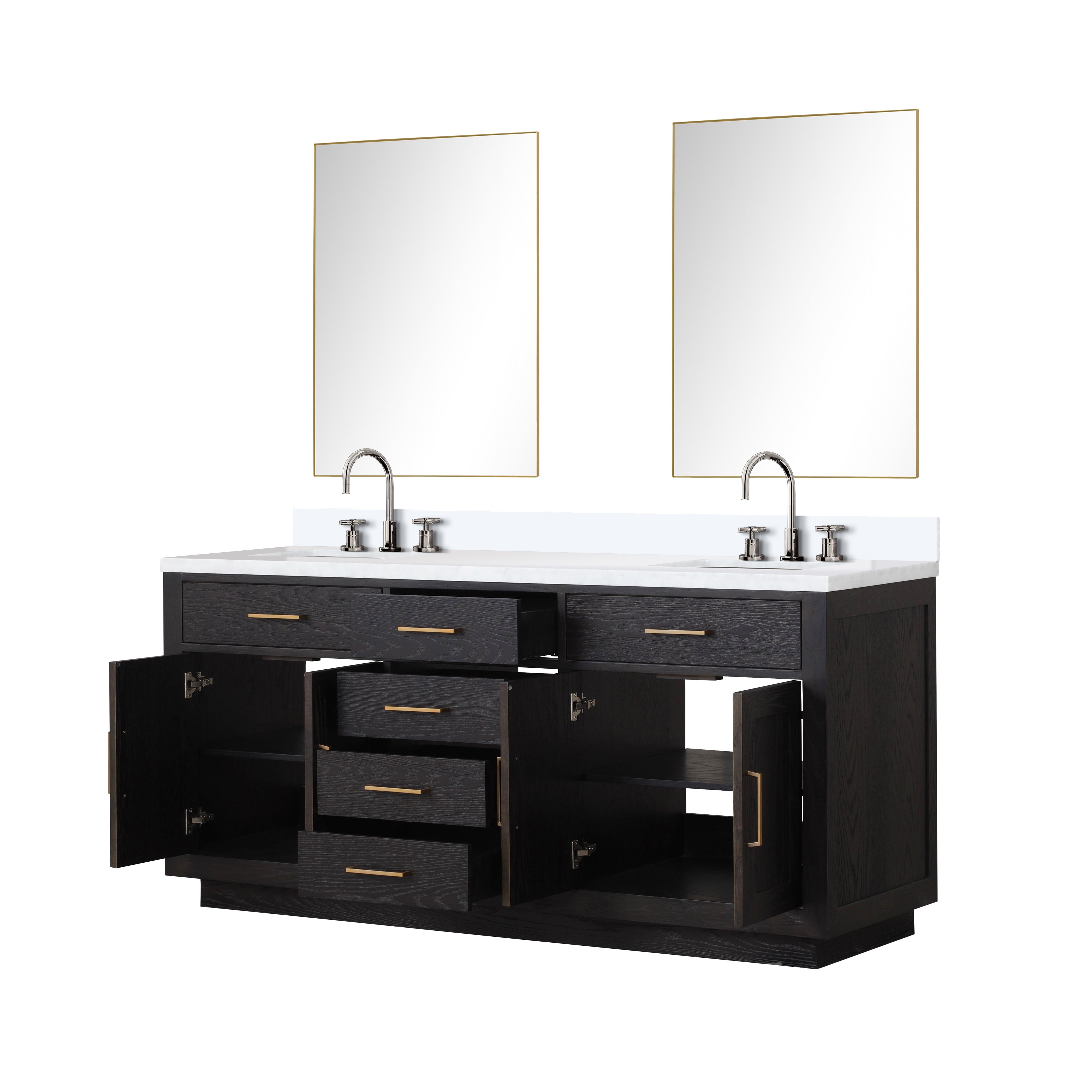 Abbey 72 in W x 22 in D Black Oak Double Bath Vanity