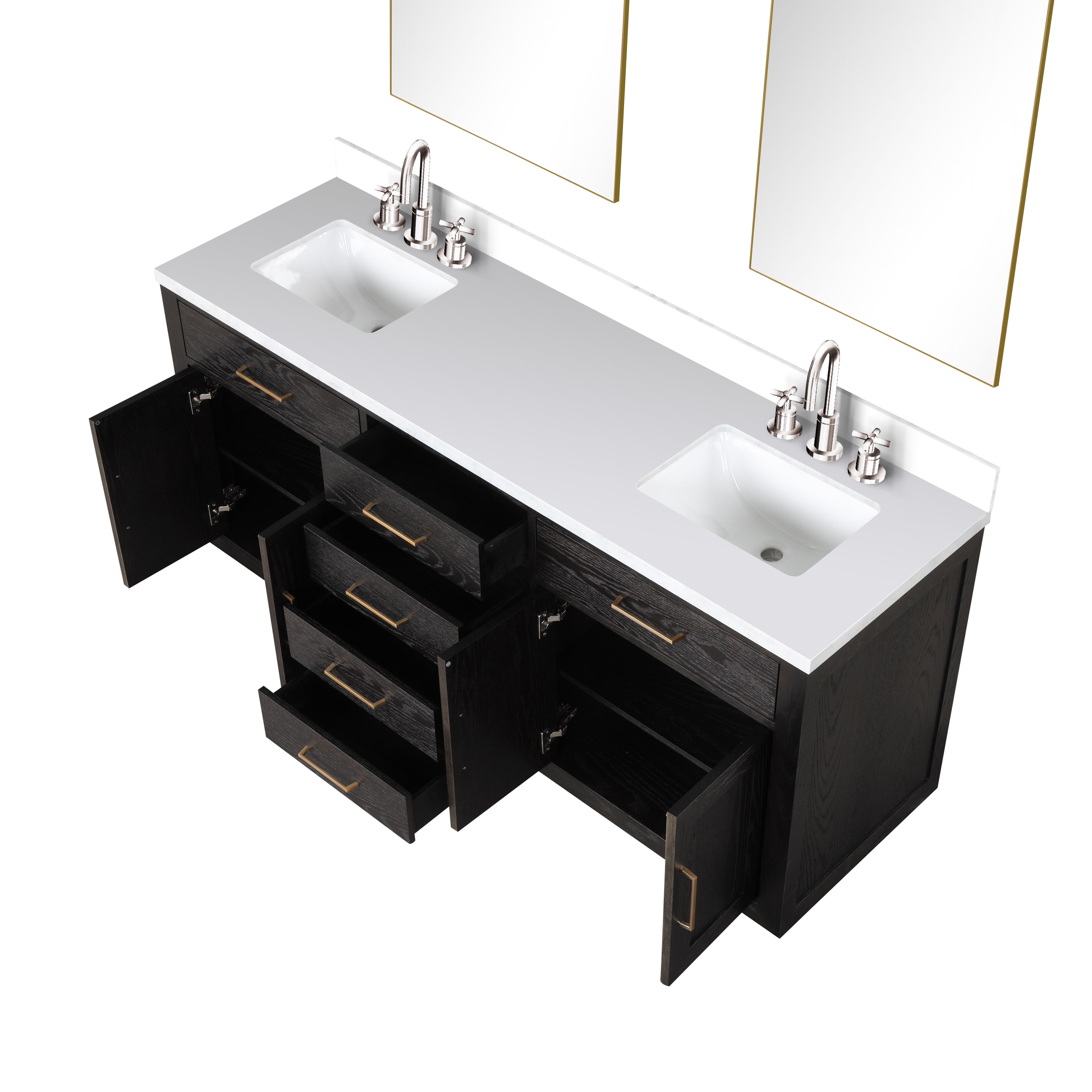 Abbey 72 in W x 22 in D Black Oak Double Bath Vanity