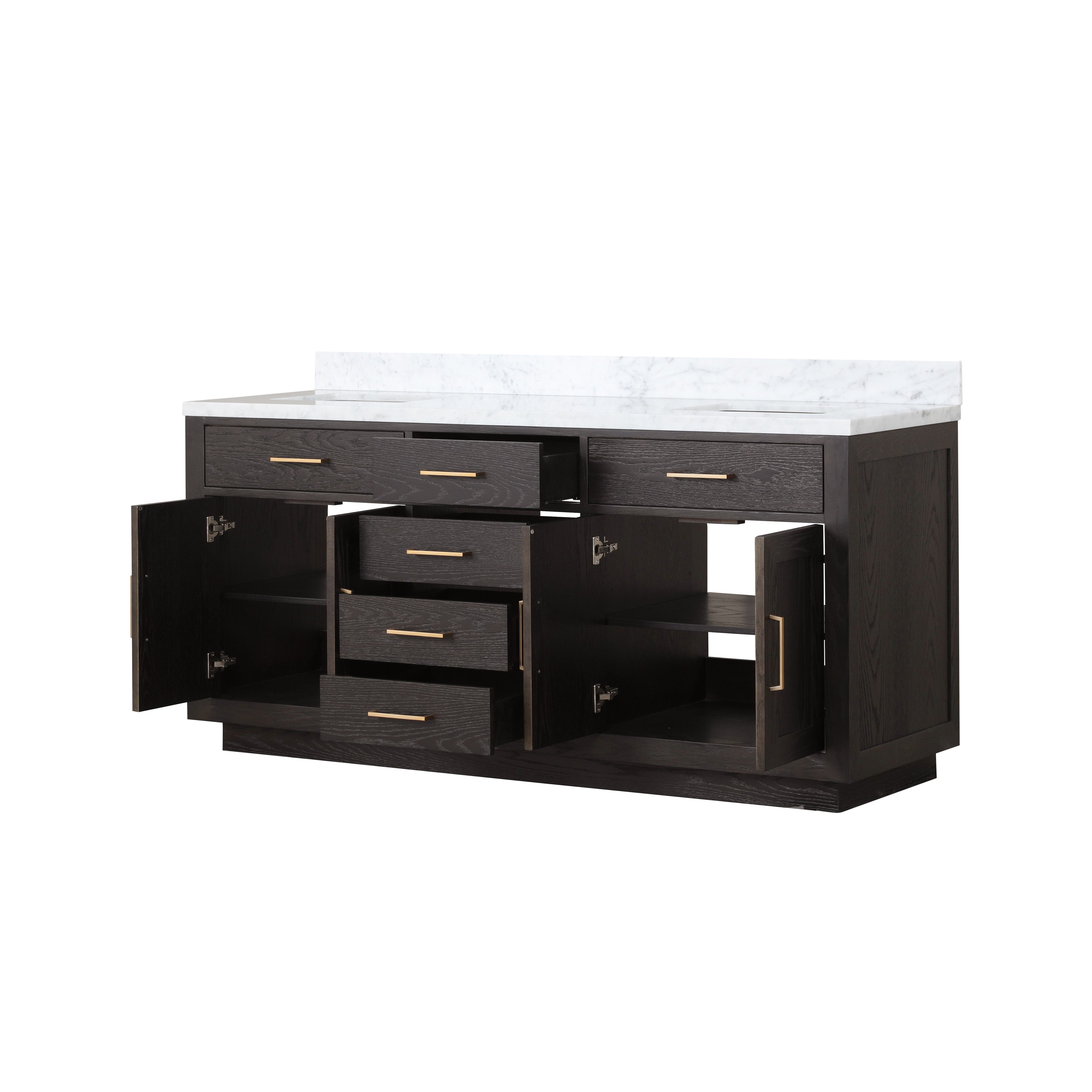 Abbey 72 in W x 22 in D Brown Oak Double Bath Vanity