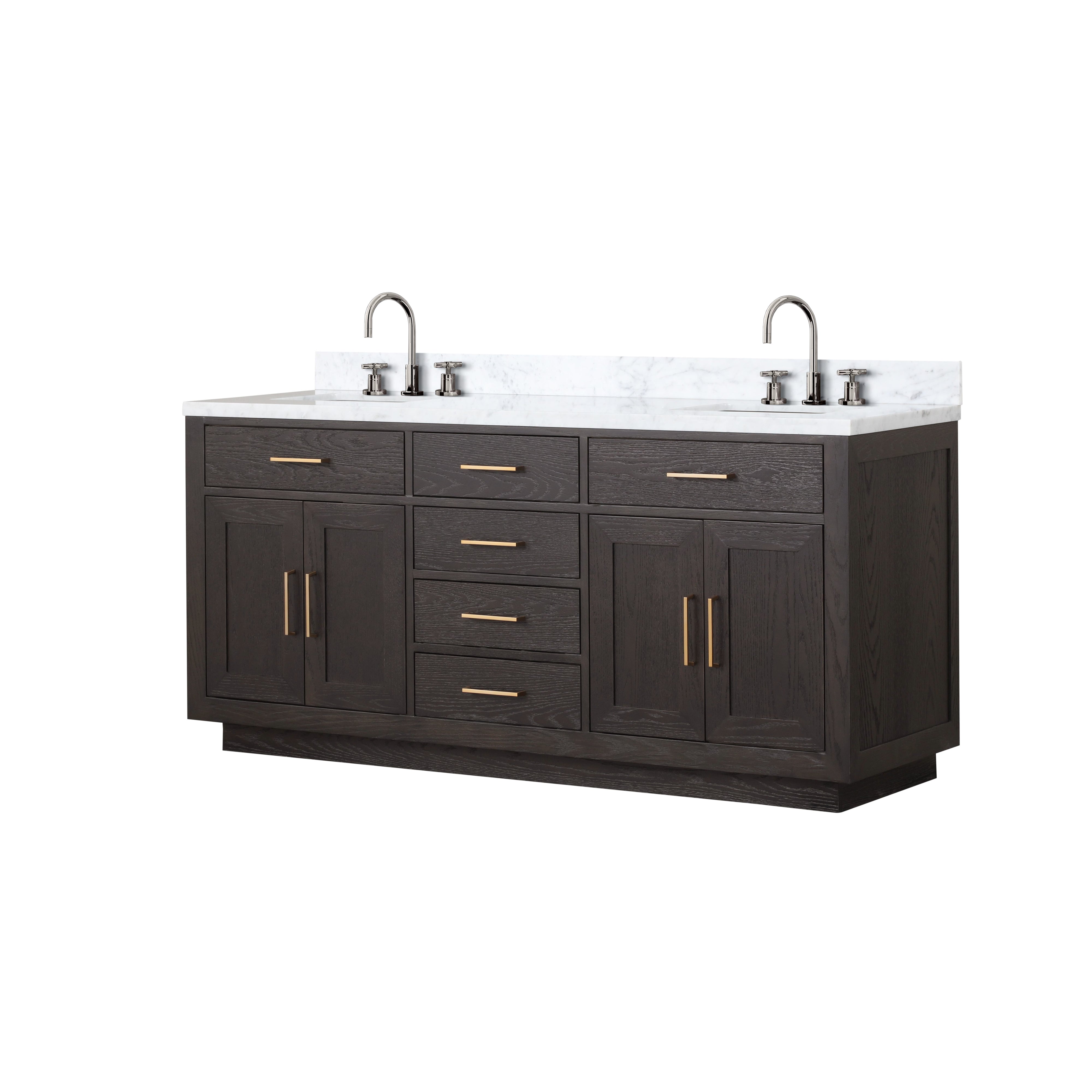 Abbey 72 in W x 22 in D Brown Oak Double Bath Vanity