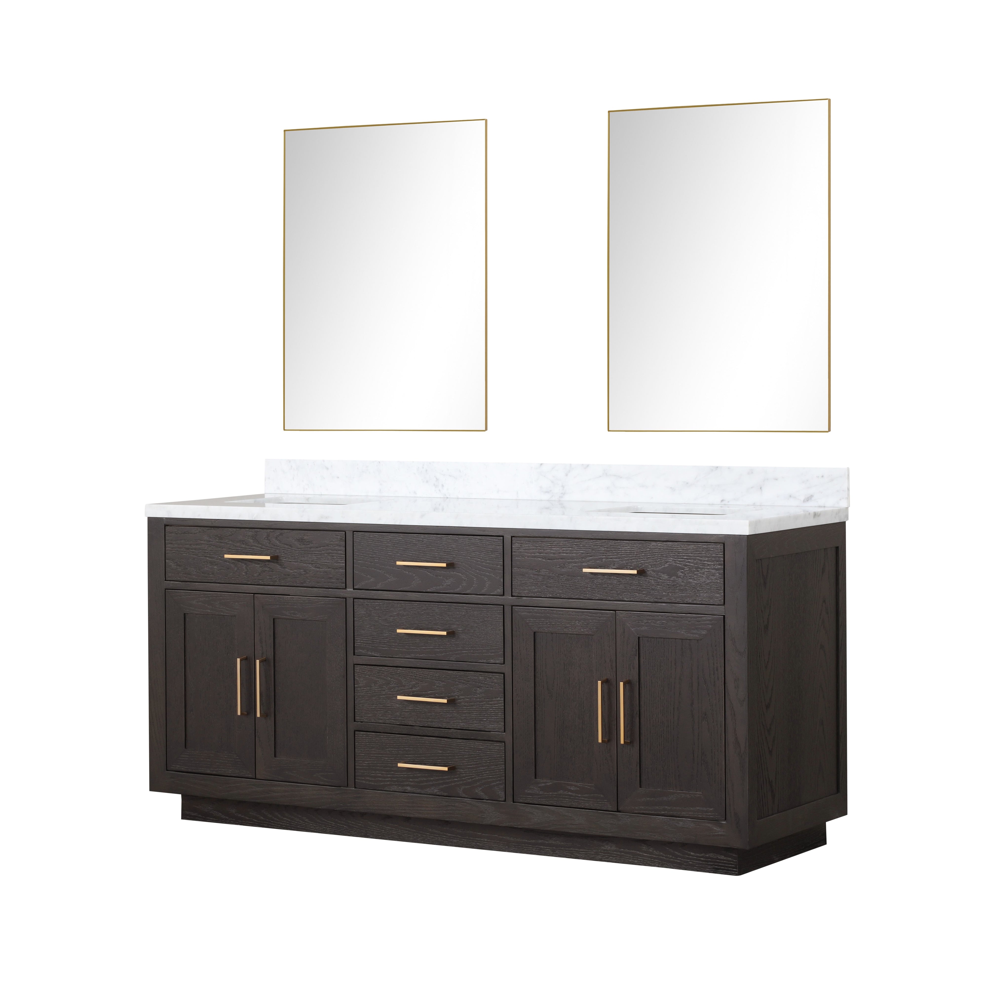Abbey 72 in W x 22 in D Brown Oak Double Bath Vanity