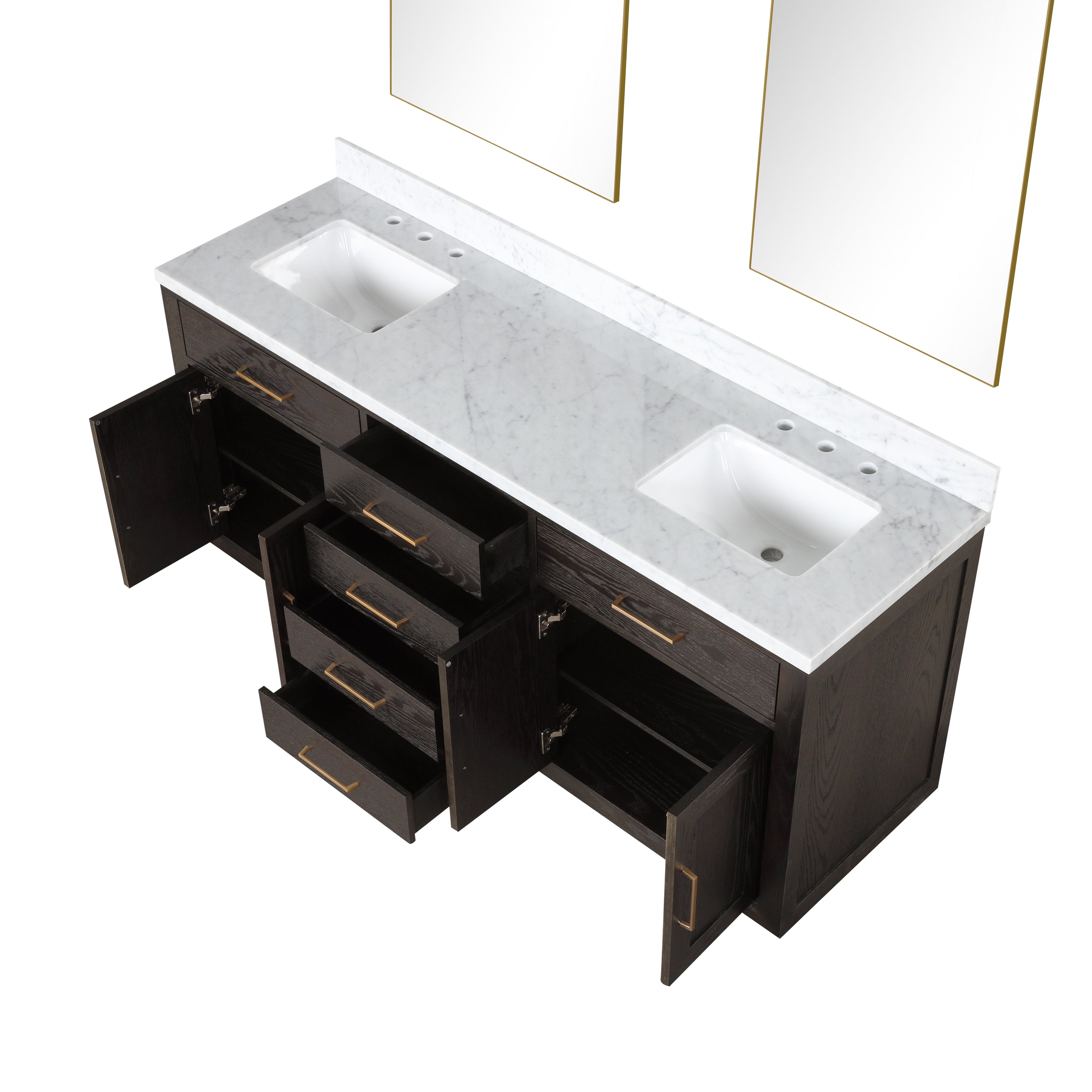 Abbey 72 in W x 22 in D Brown Oak Double Bath Vanity