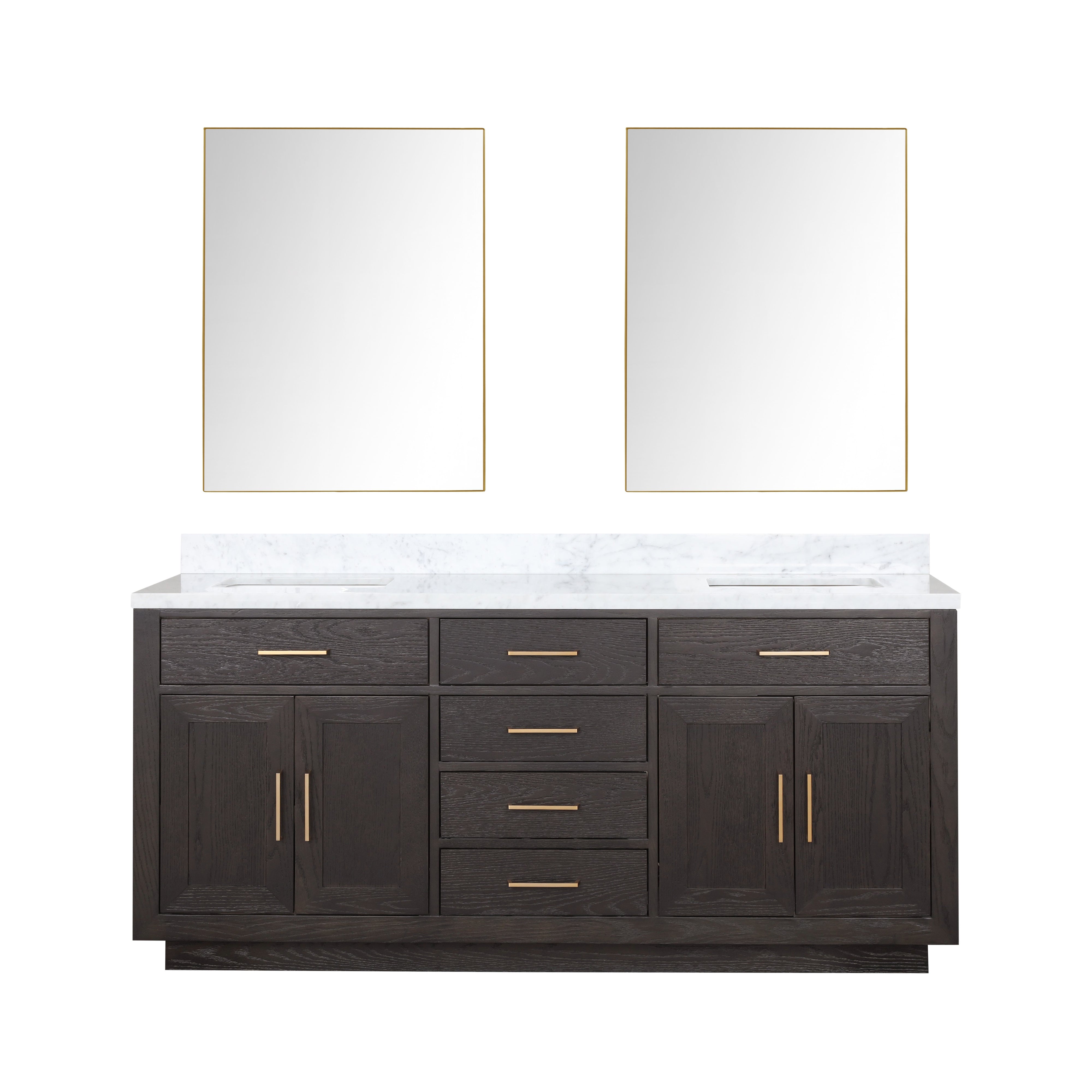 Abbey 72 in W x 22 in D Brown Oak Double Bath Vanity