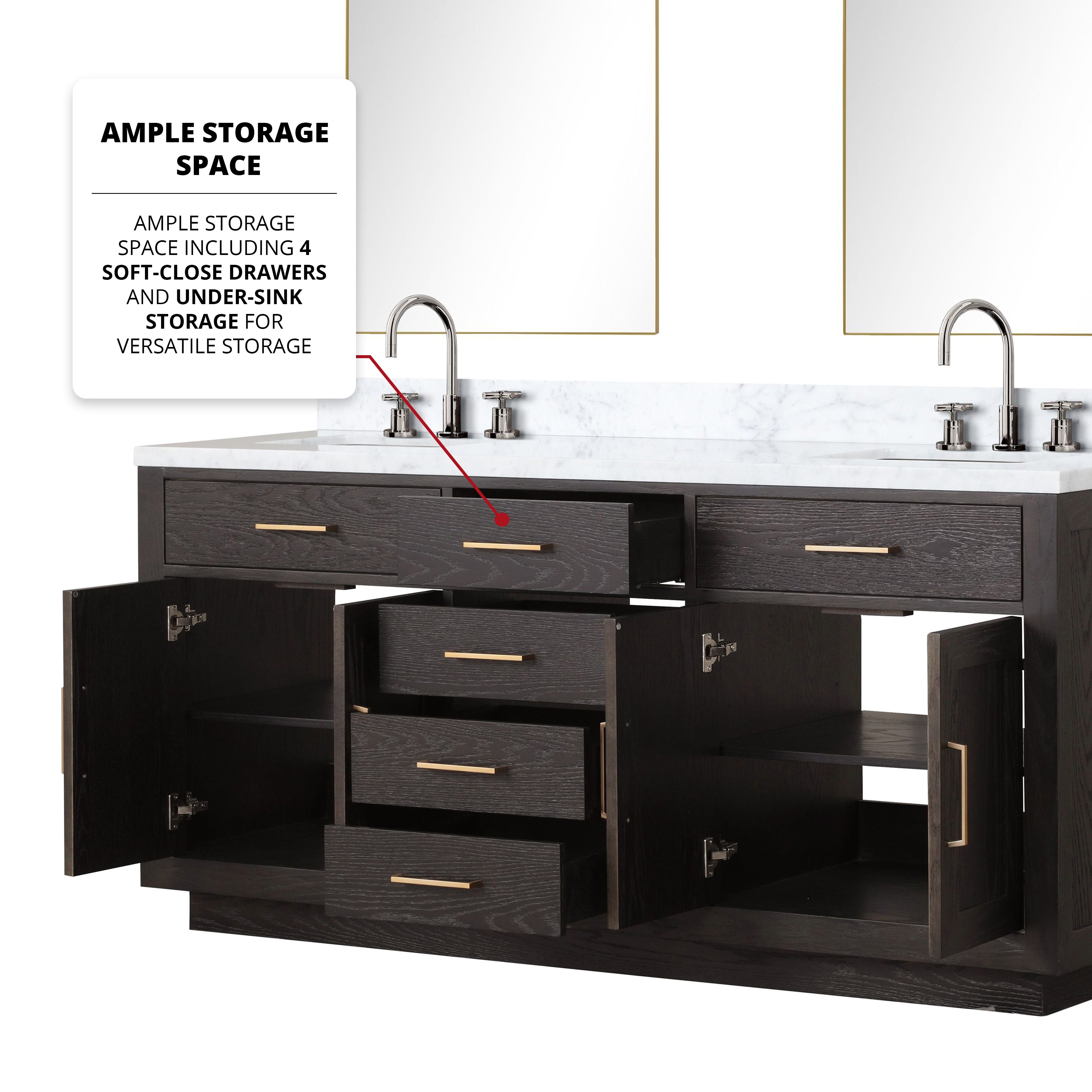 Abbey 72 in W x 22 in D Brown Oak Double Bath Vanity