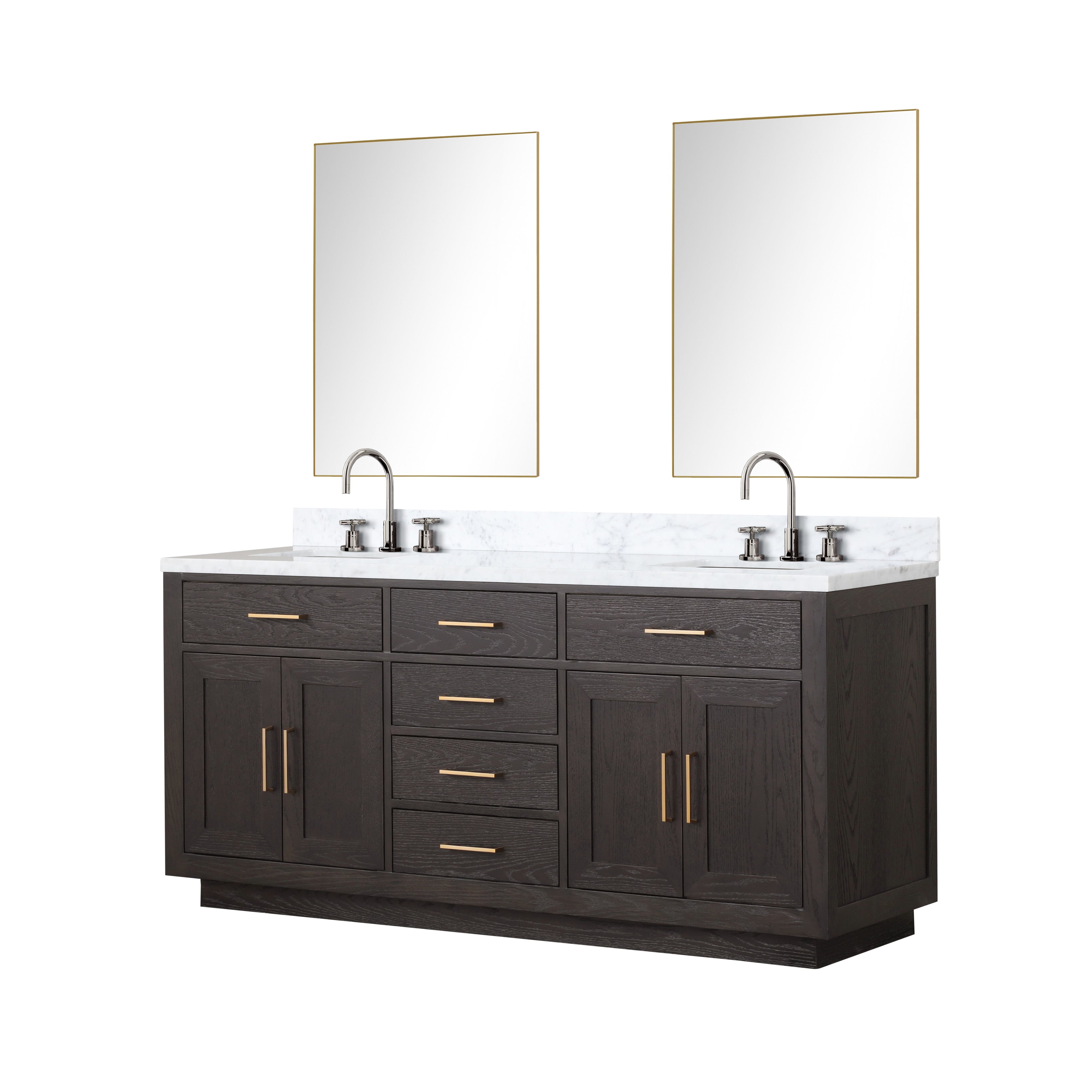 Abbey 72 in W x 22 in D Brown Oak Double Bath Vanity