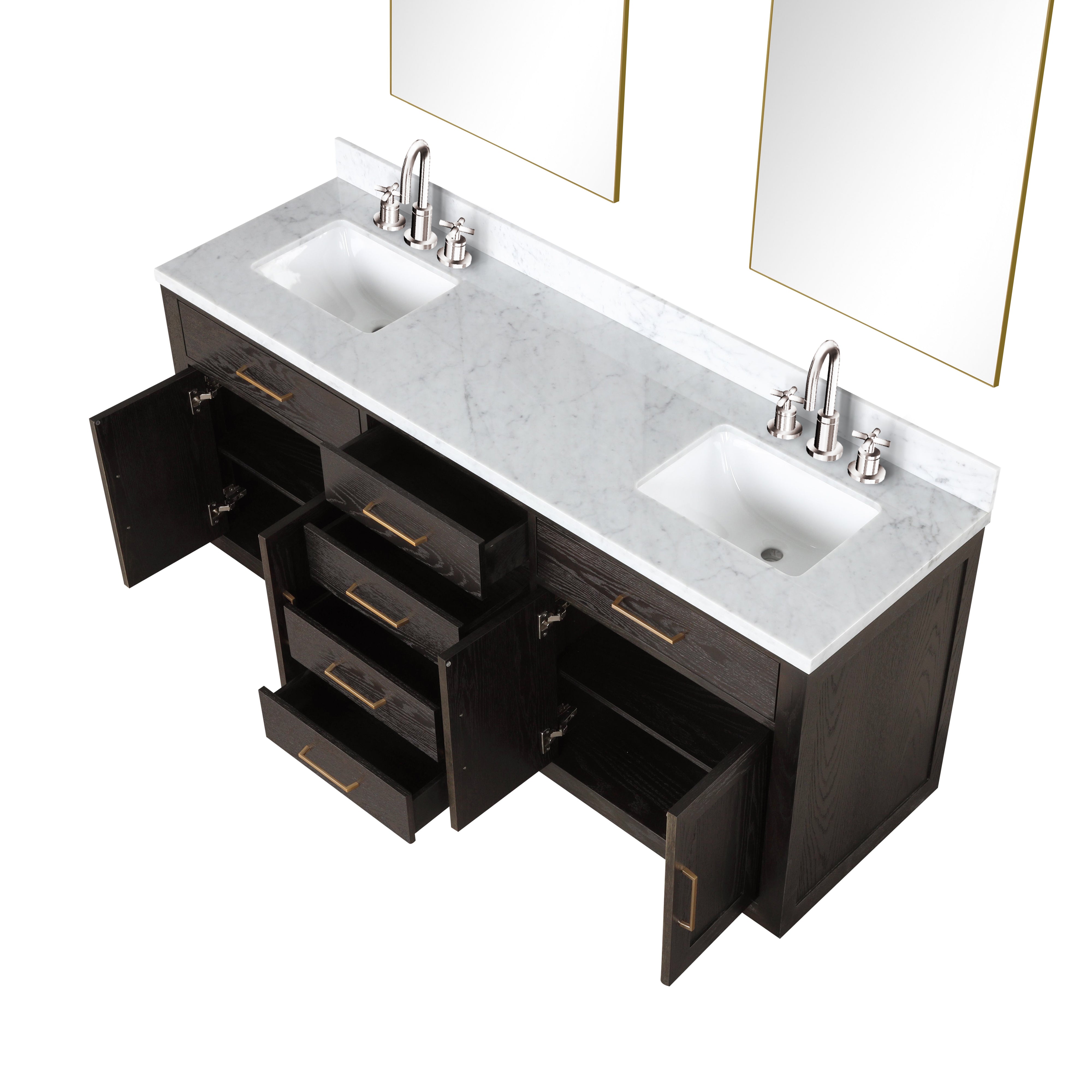 Abbey 72 in W x 22 in D Brown Oak Double Bath Vanity