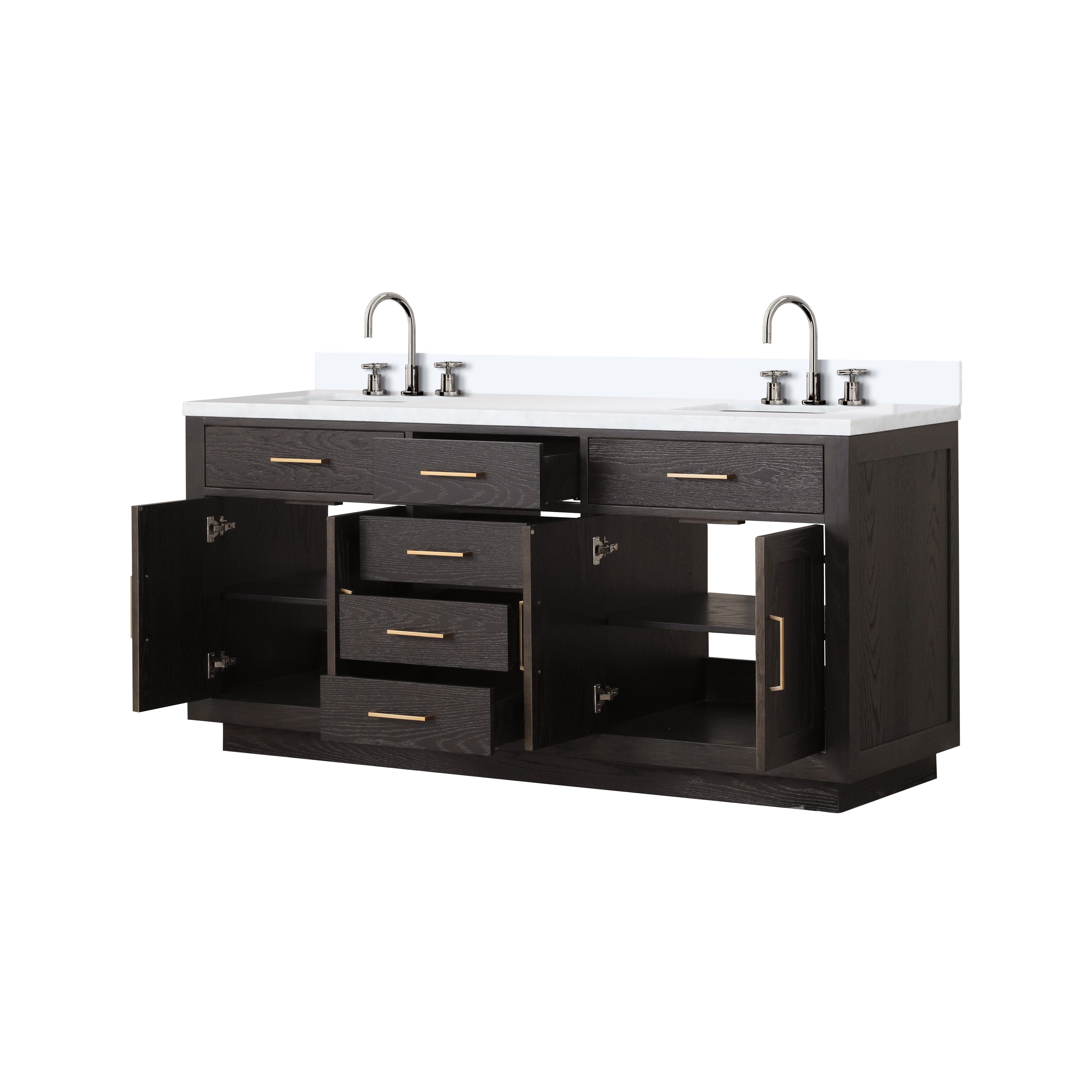 Abbey 72 in W x 22 in D Brown Oak Double Bath Vanity