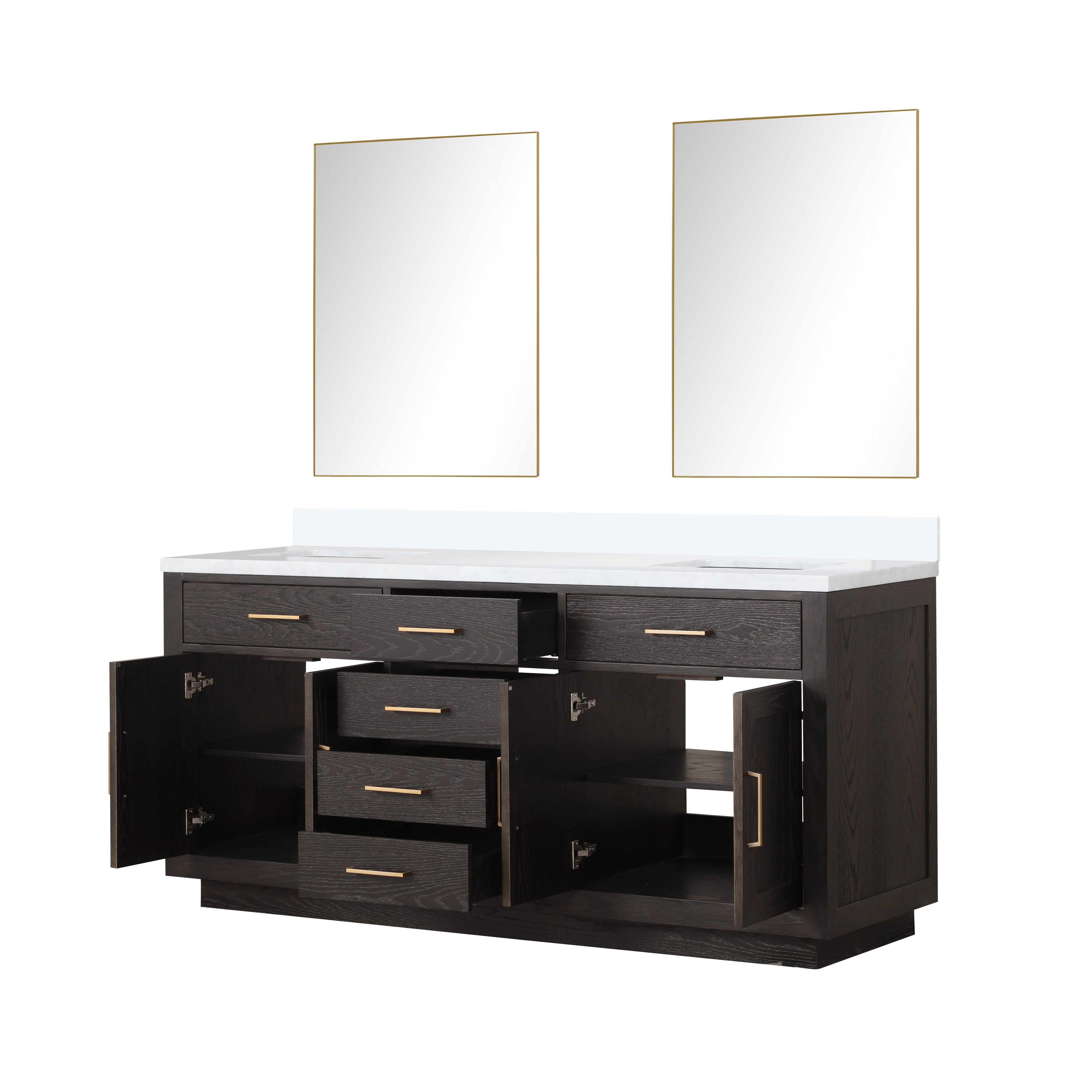 Abbey 72 in W x 22 in D Brown Oak Double Bath Vanity