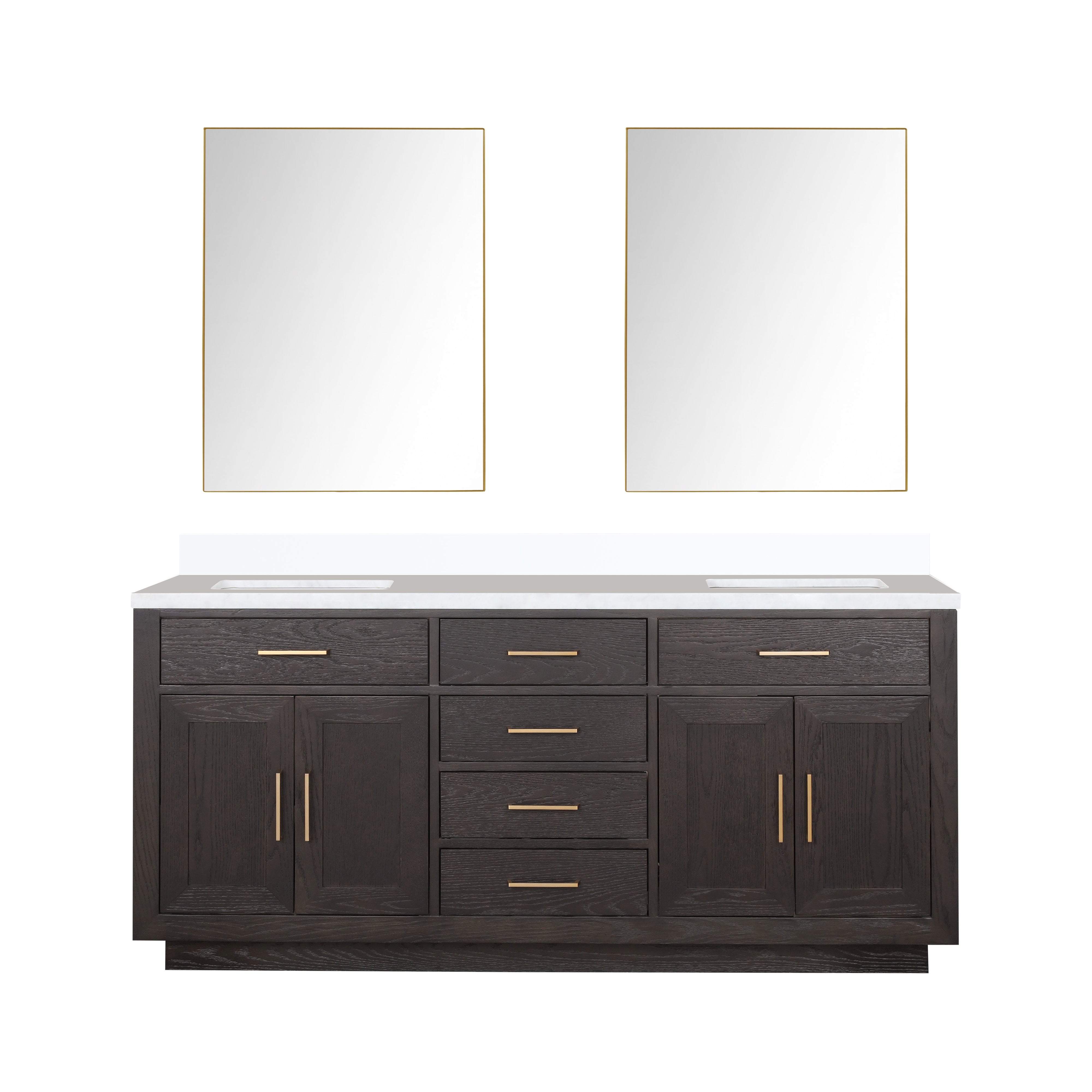 Abbey 72 in W x 22 in D Brown Oak Double Bath Vanity