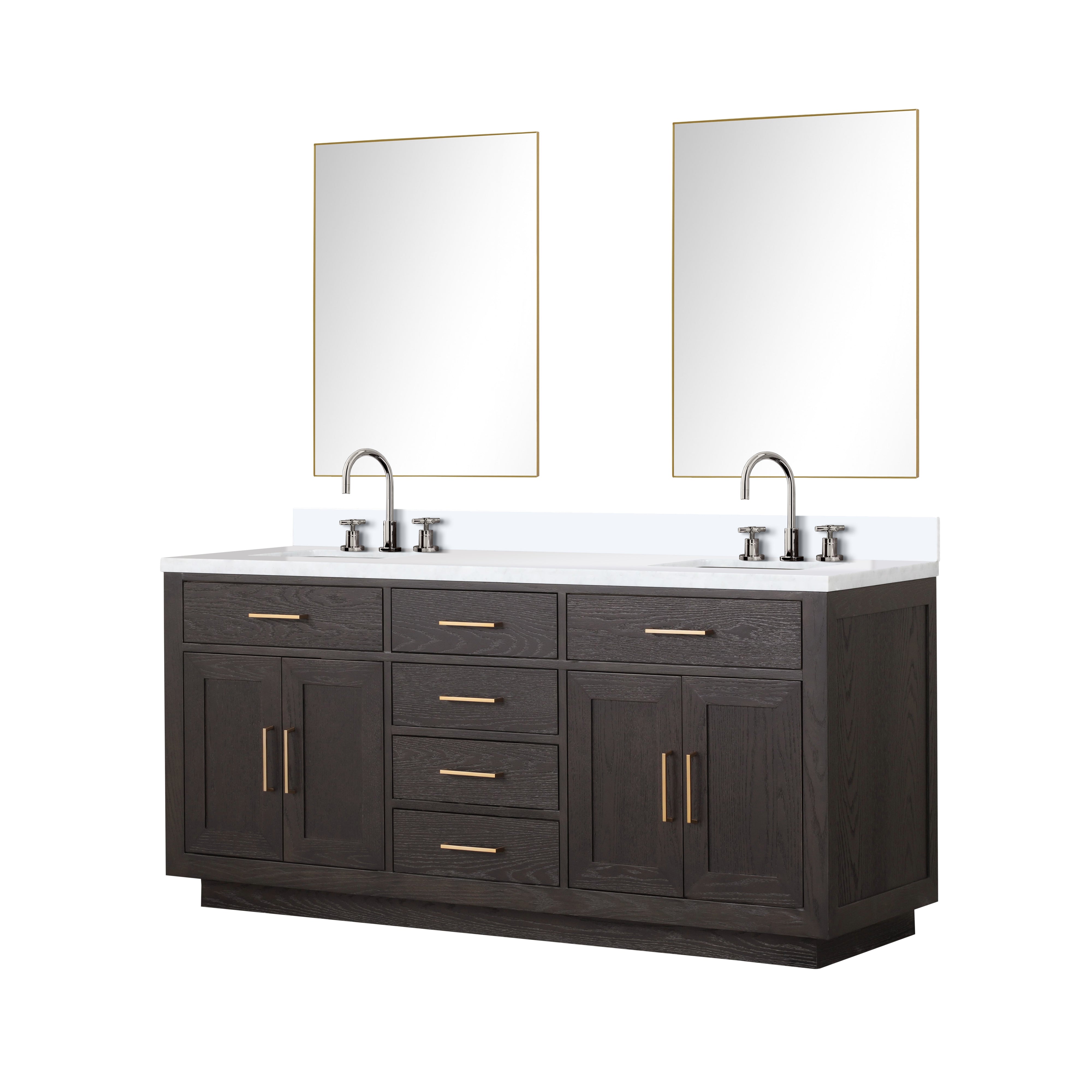 Abbey 72 in W x 22 in D Brown Oak Double Bath Vanity