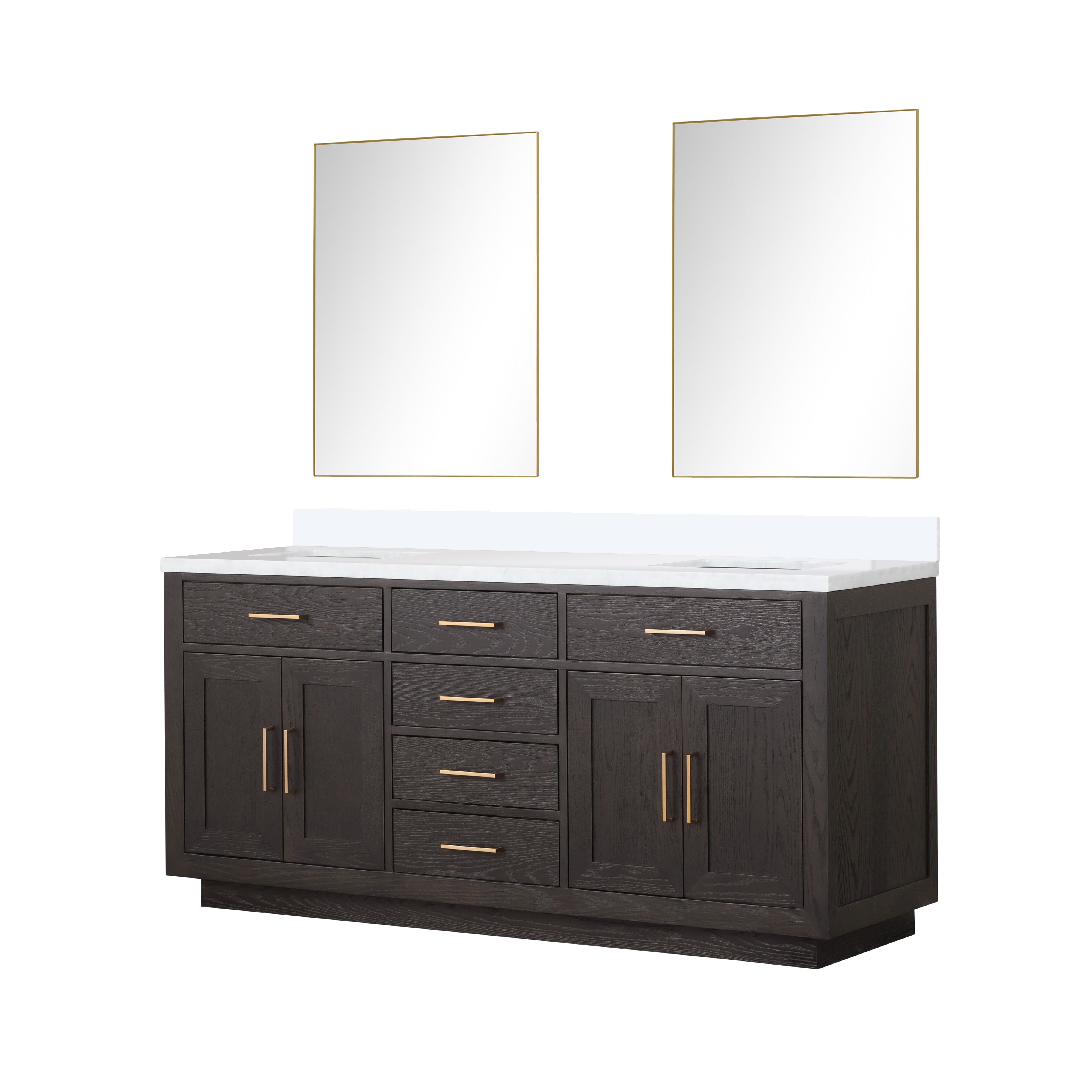 Abbey 72 in W x 22 in D Brown Oak Double Bath Vanity