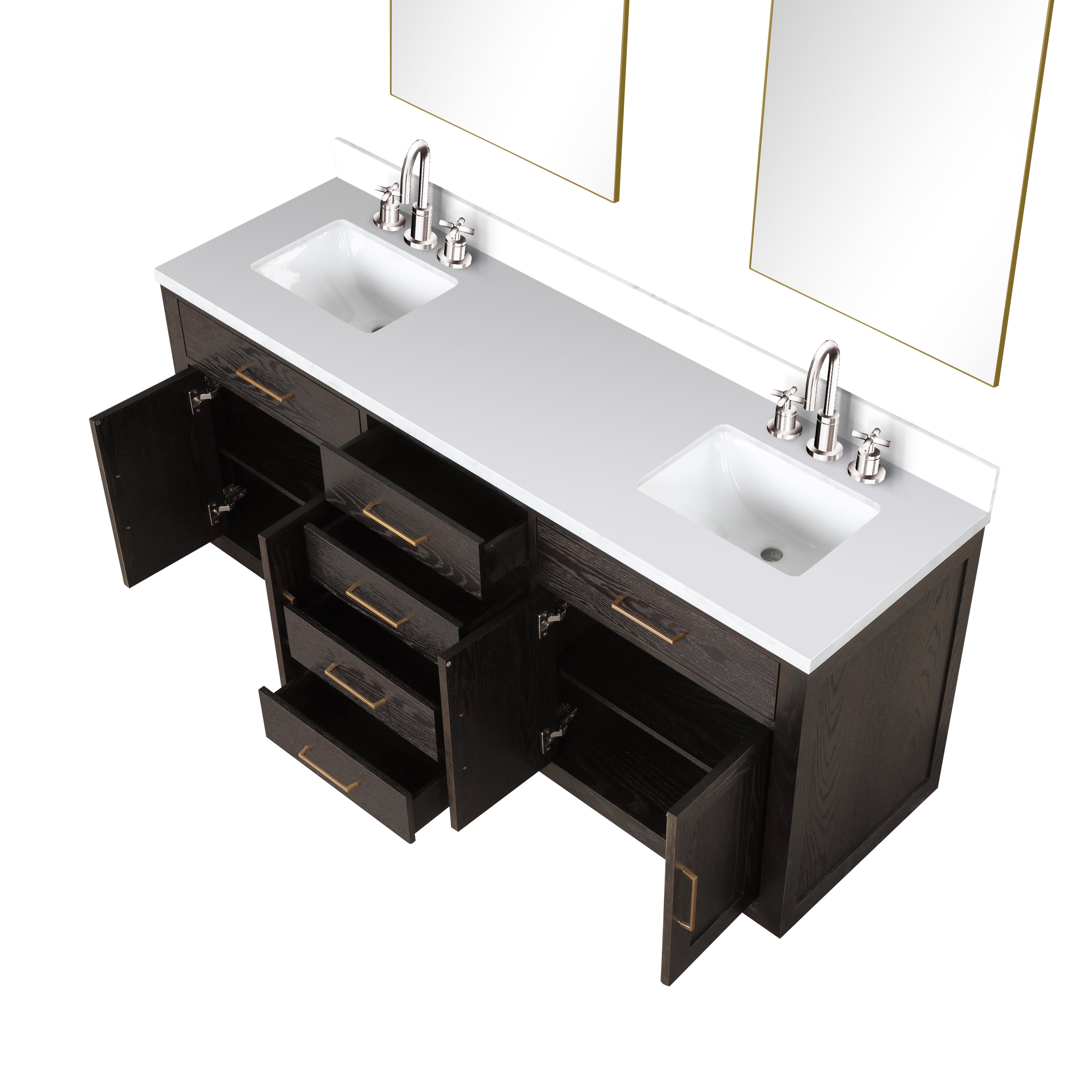 Abbey 72 in W x 22 in D Brown Oak Double Bath Vanity