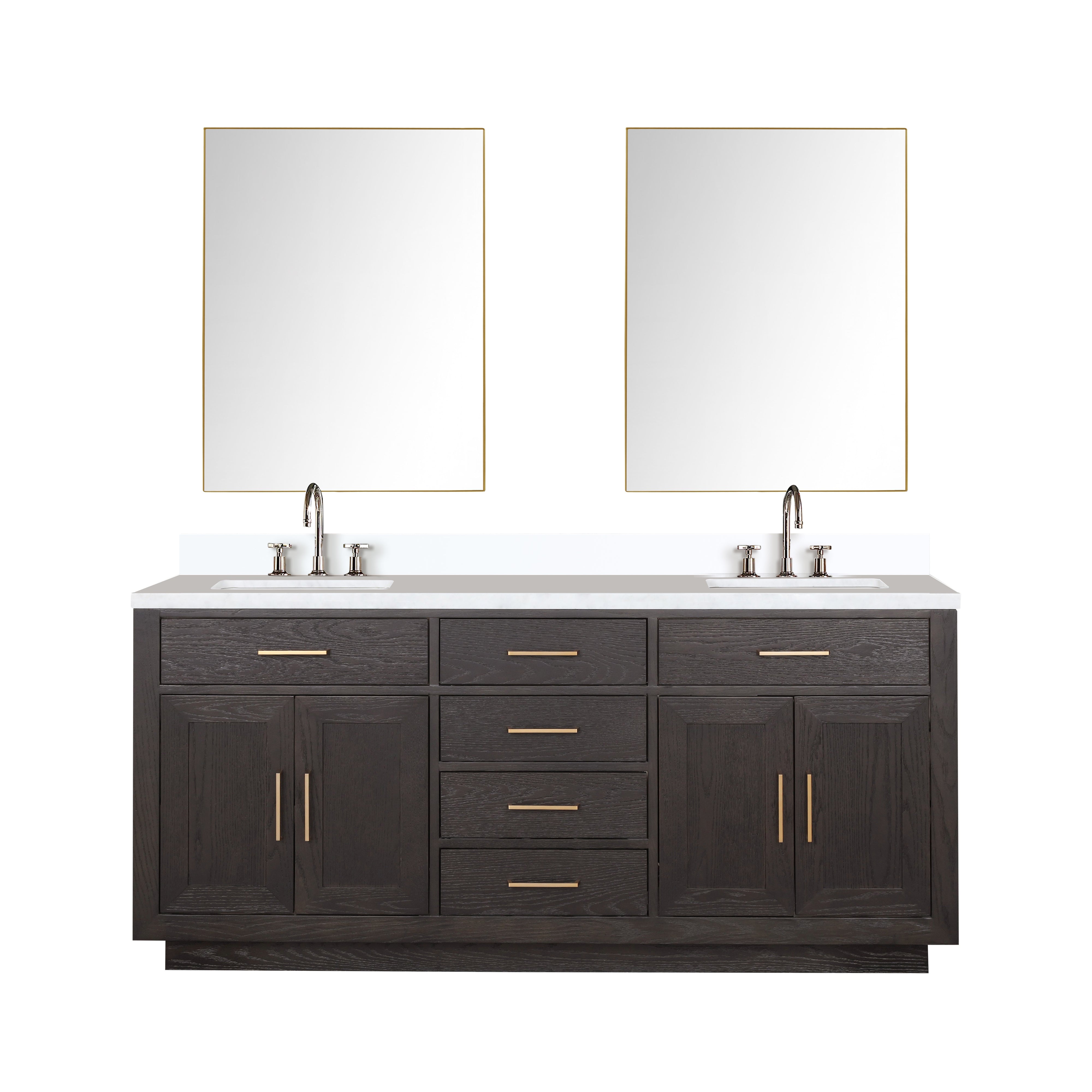 Abbey 72 in W x 22 in D Brown Oak Double Bath Vanity