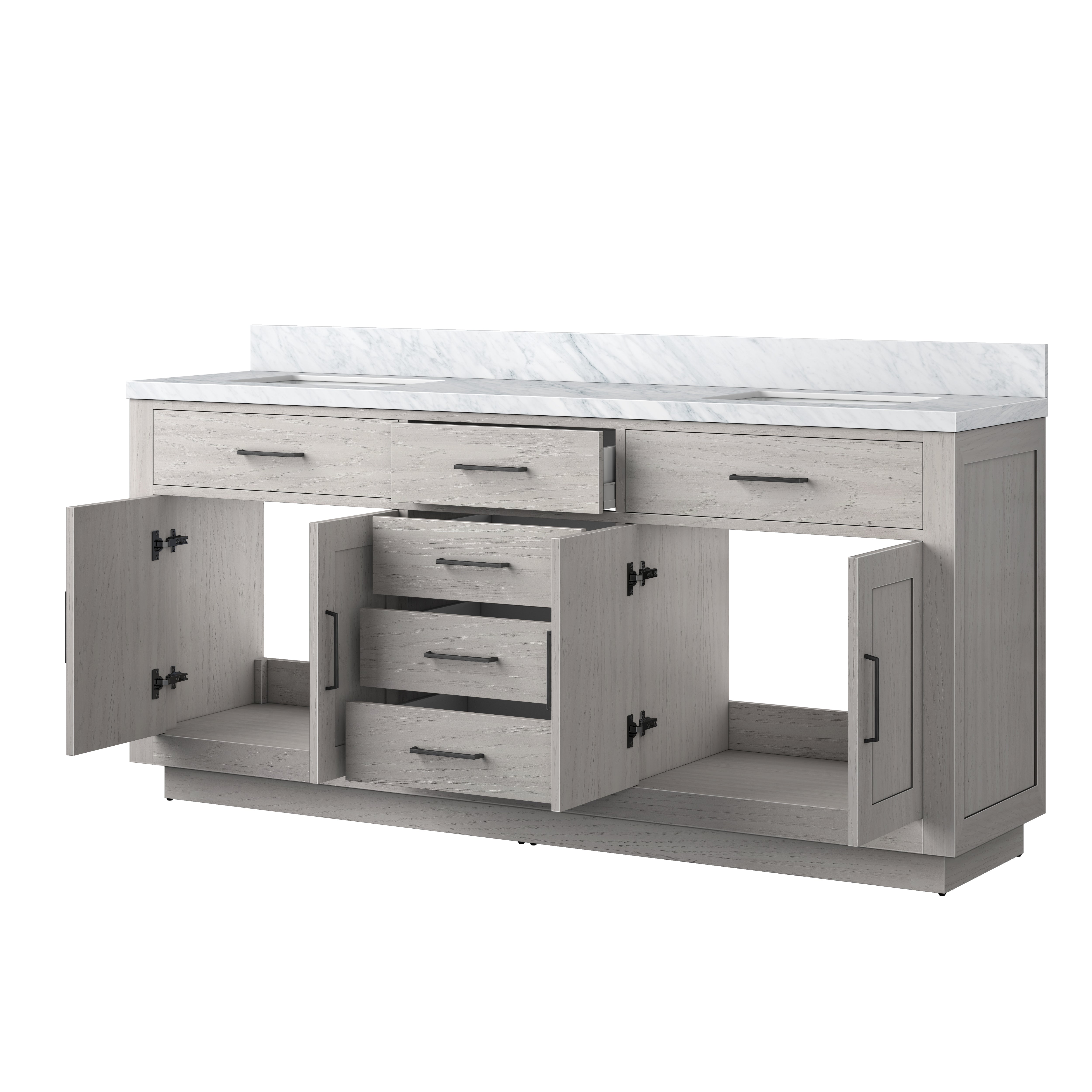 Abbey 72 in W x 22 in D White Oak Double Bath Vanity