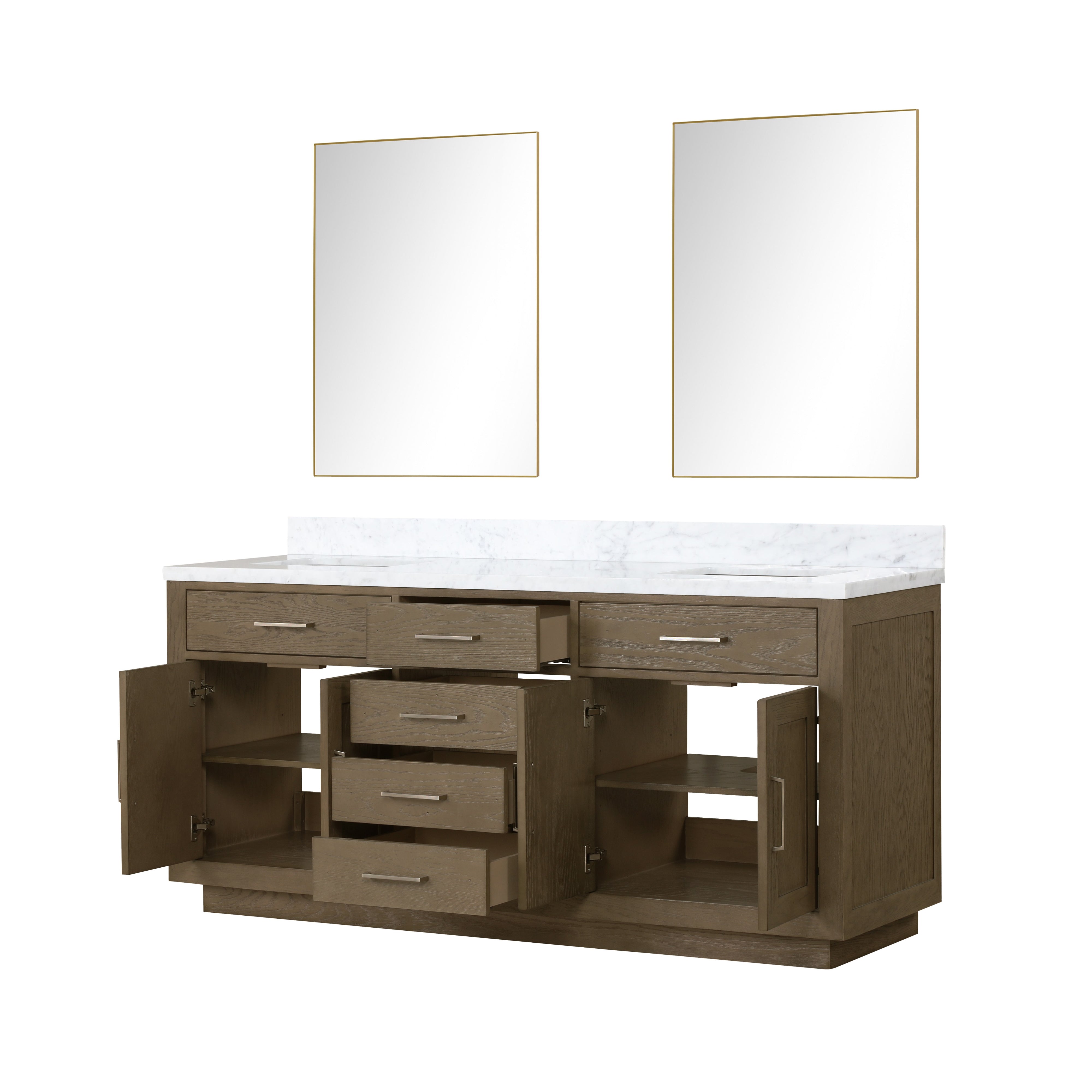 Abbey 72 in W x 22 in D Grey Oak Double Bath Vanity