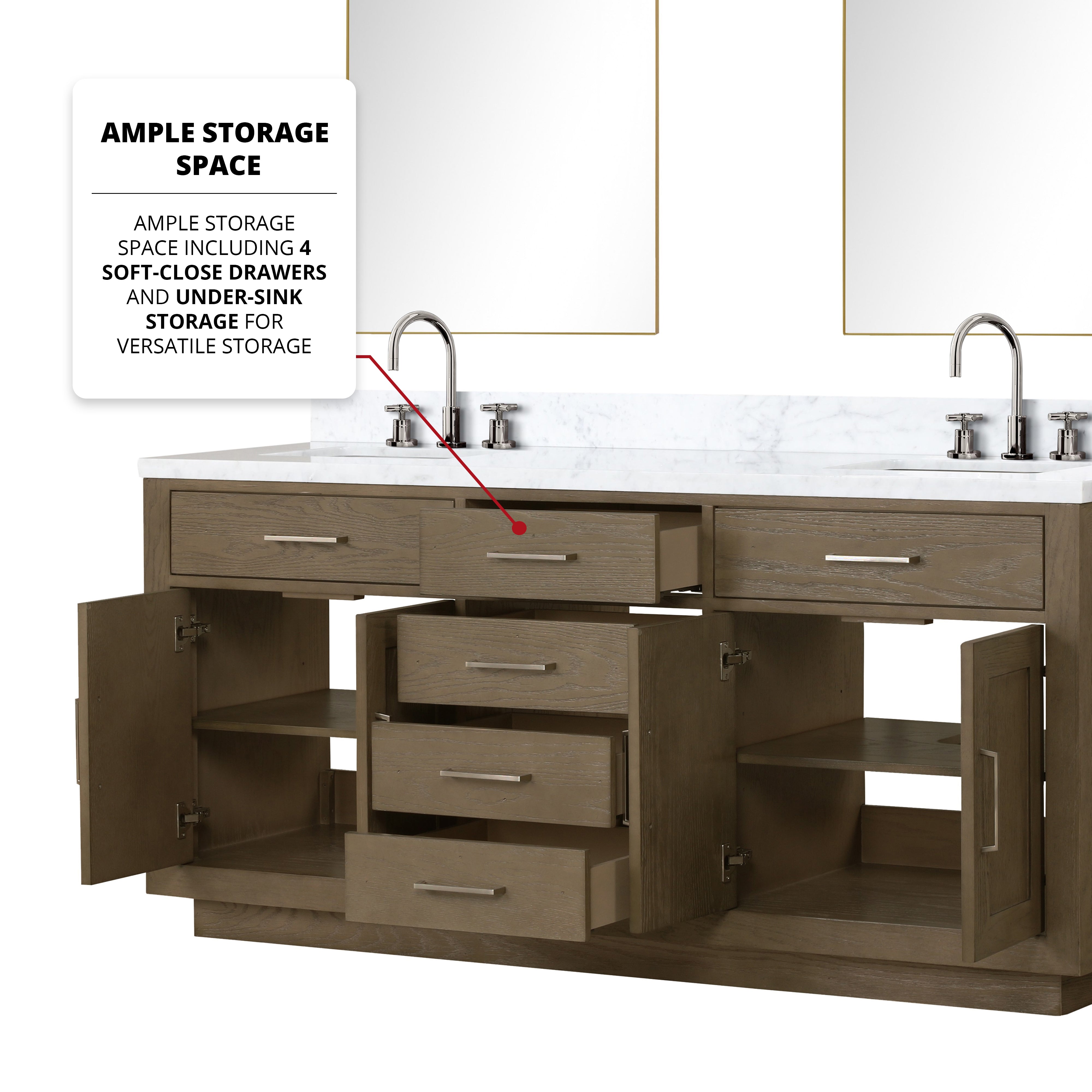 Abbey 72 in W x 22 in D Grey Oak Double Bath Vanity