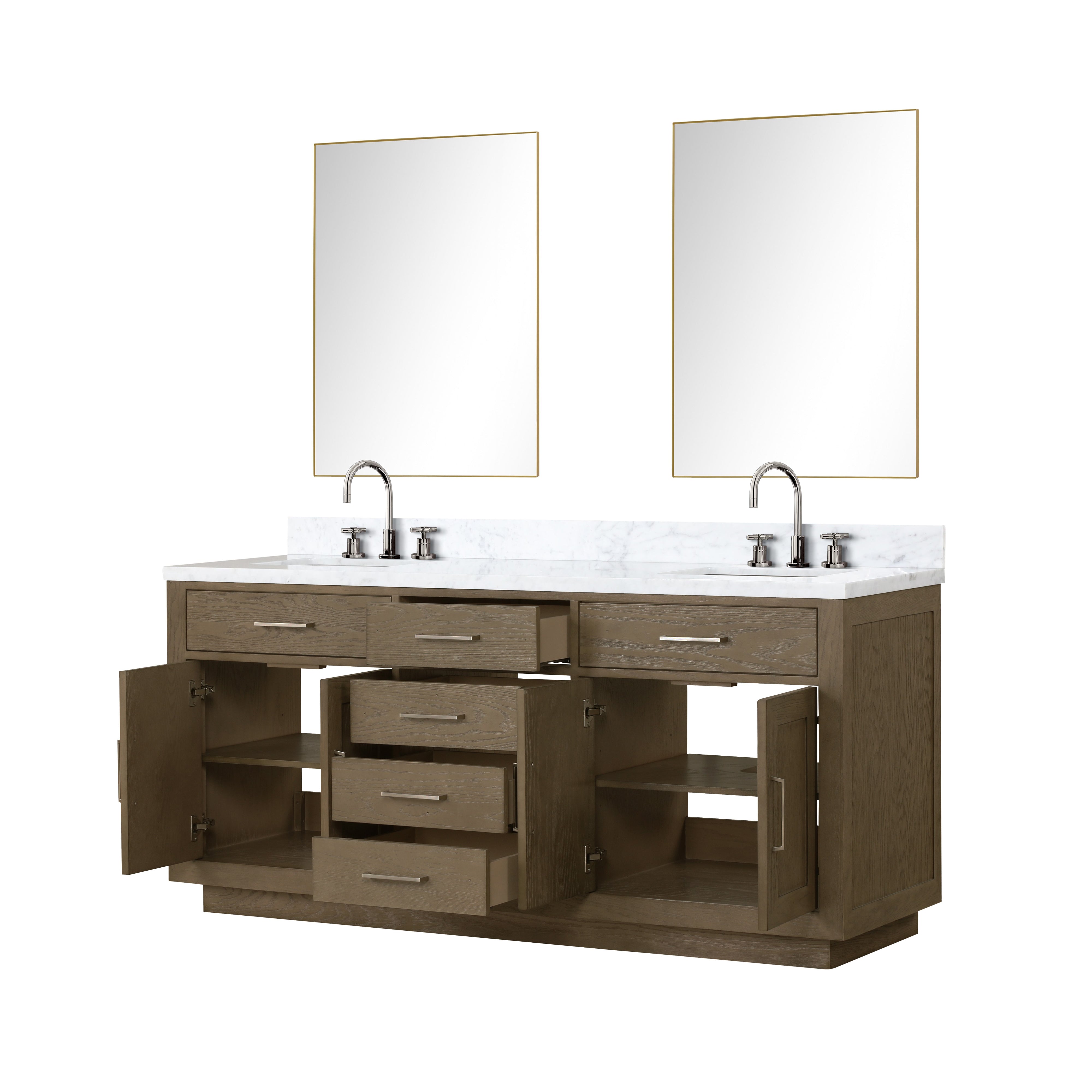 Abbey 72 in W x 22 in D Grey Oak Double Bath Vanity